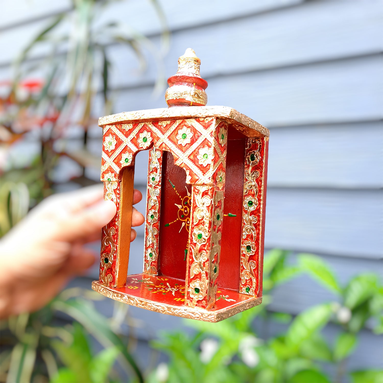 Wooden Temple for Home | Pooja Mandir -10 Inch - ApkaMart #Style_style 2