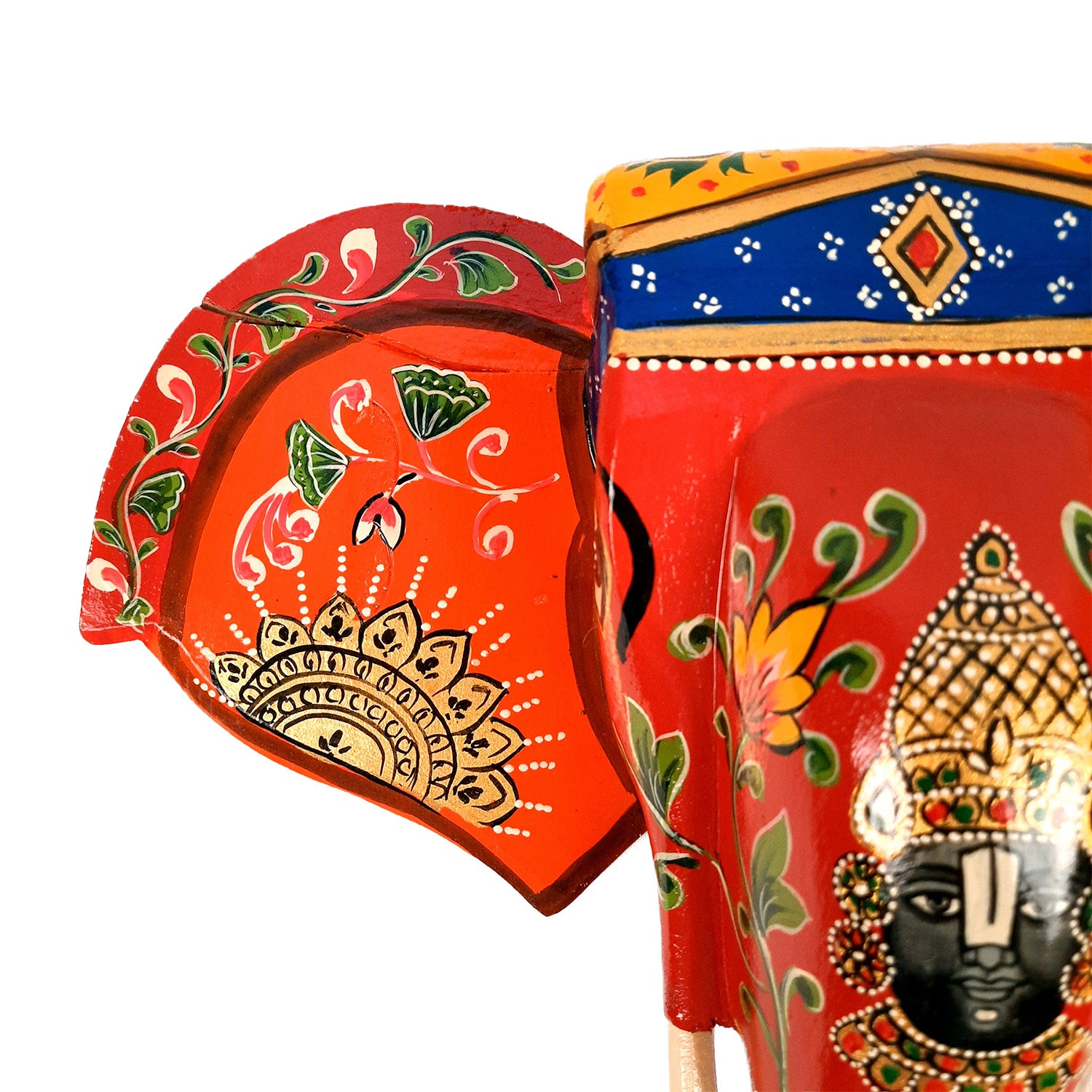 Elephant Head Wall Decor | Wooden Elephant Head with Balaji Wall Hanging - For Home, Wall Decor & Gifts - 14 Inch Inch-Apkamart #Color_Red