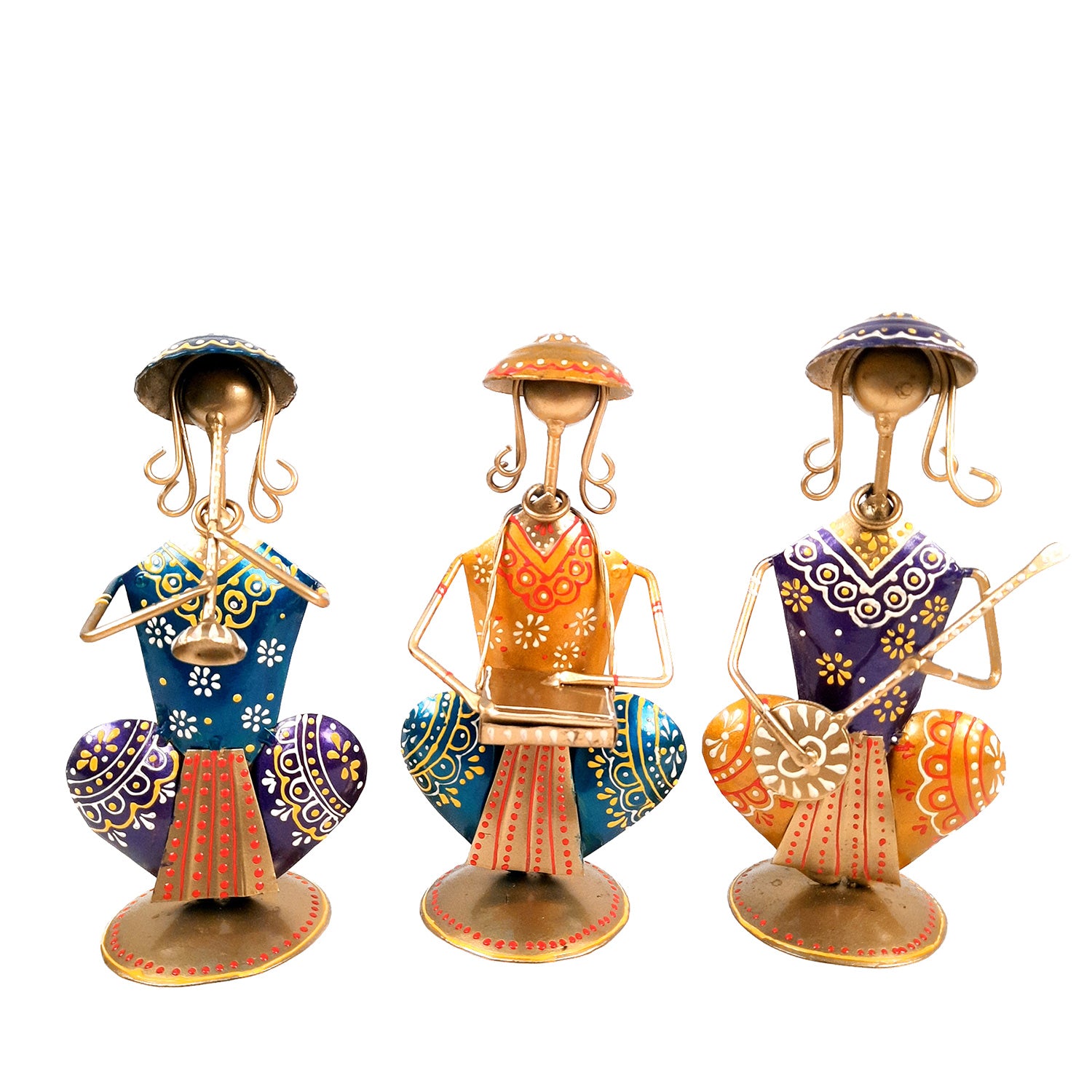 Decorative Musician-Human Figurines Table Decor - 9 Inch (Set of 3)-Apkamart #color_Golden
