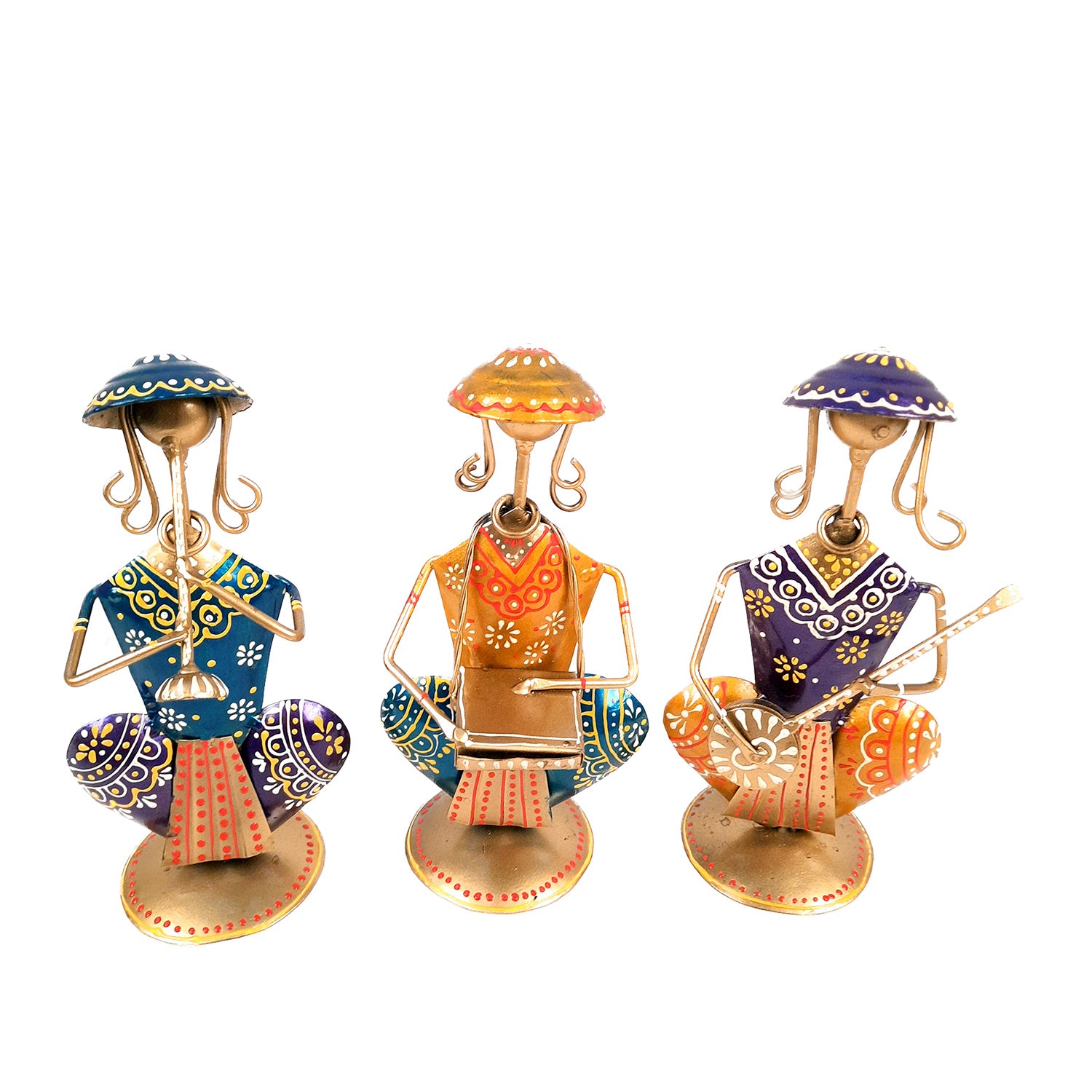 Decorative Musician-Human Figurines Table Decor - 9 Inch (Set of 3)-Apkamart #color_Golden