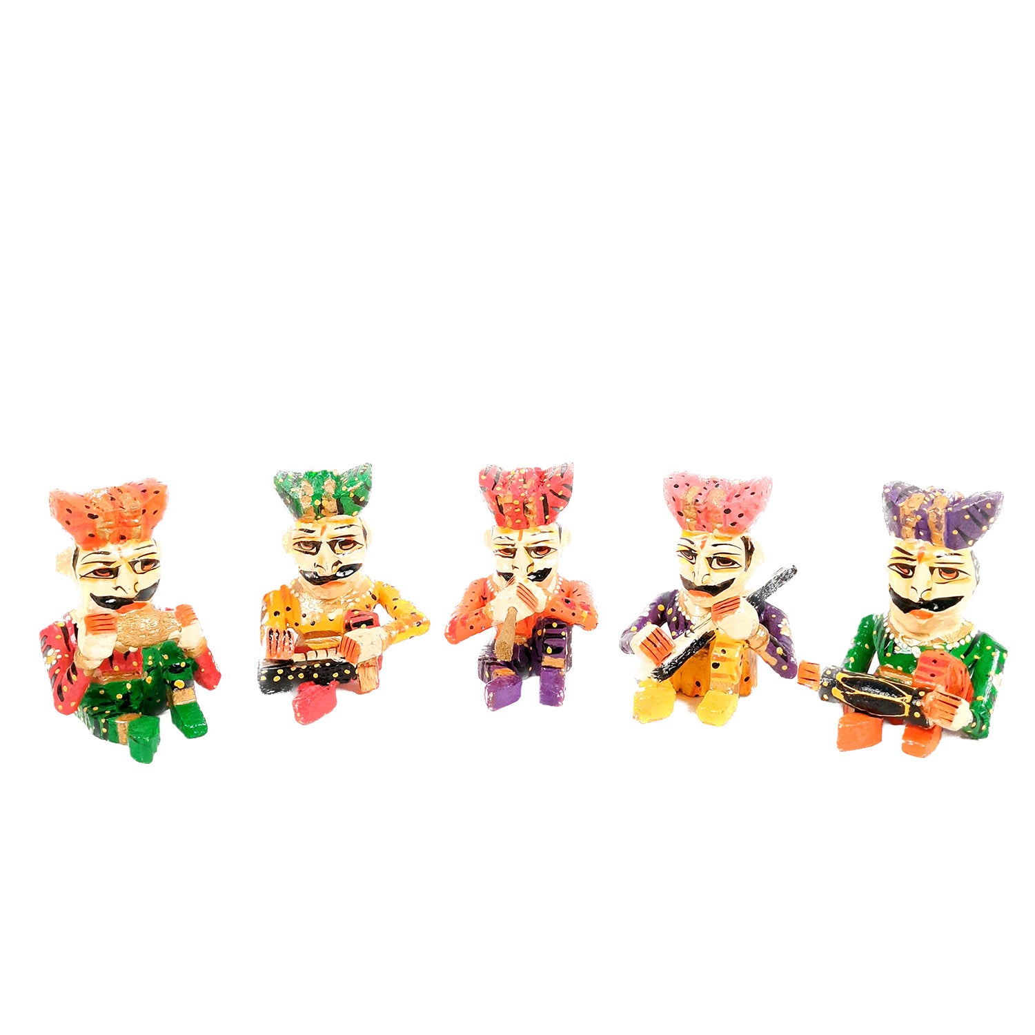 Rajasthani Musician Showpiece | Babla Musicians - For Table & Home Decor - 4 Inch -Set of 5 - Apkamart