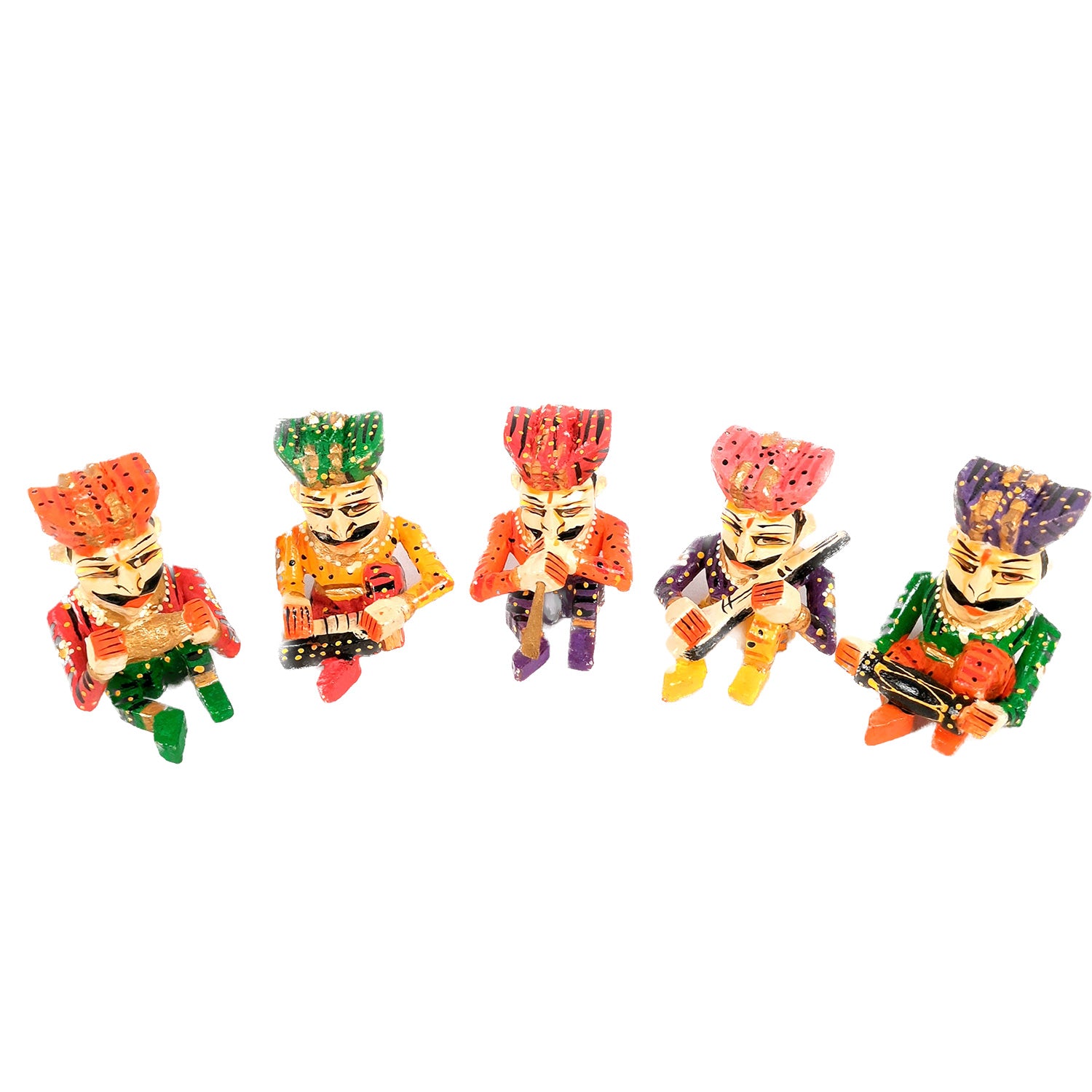 Rajasthani Musician Showpiece | Babla Musicians - For Table & Home Decor - 4 Inch -Set of 5 - Apkamart