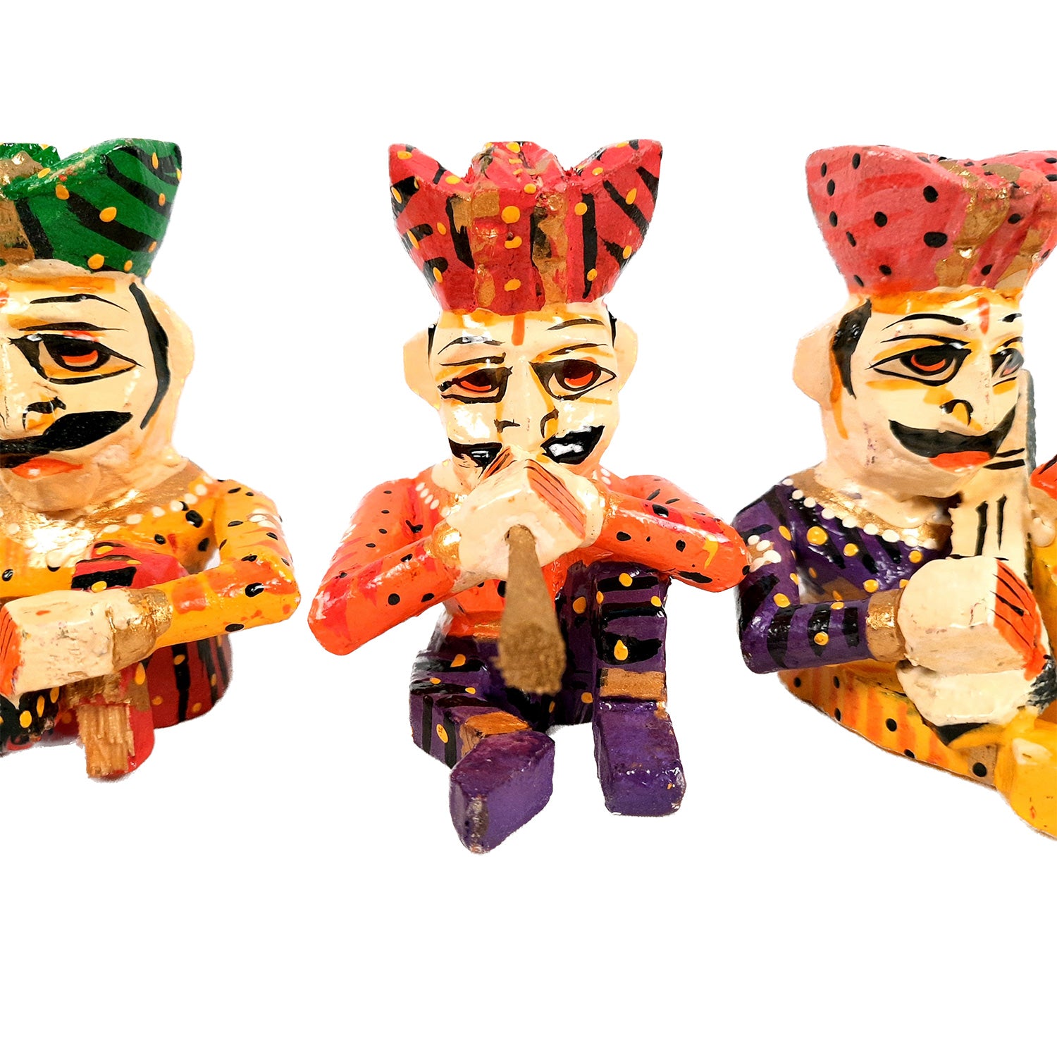 Rajasthani Musician Showpiece | Babla Musicians - For Table & Home Decor - 4 Inch -Set of 5 - Apkamart