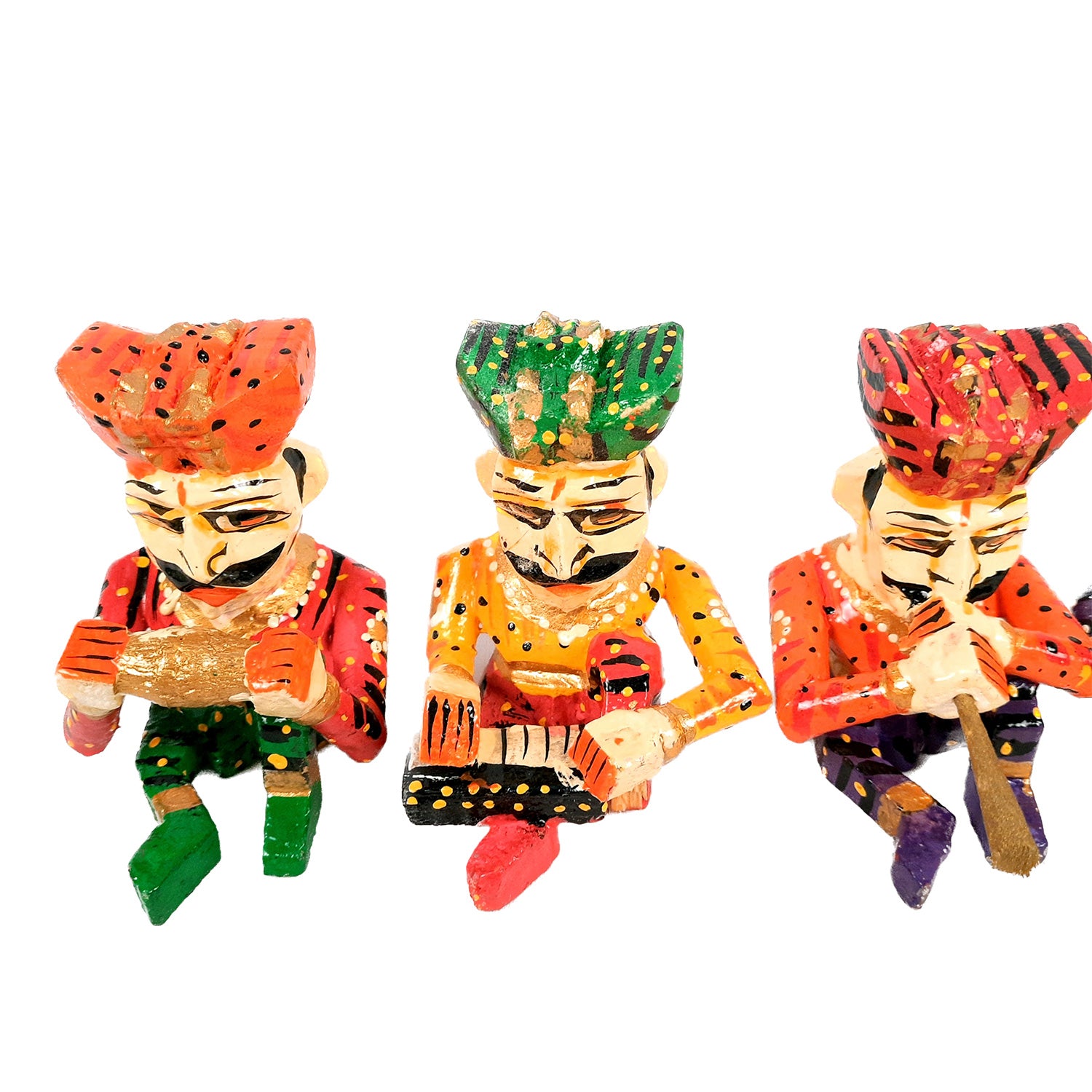Rajasthani Musician Showpiece | Babla Musicians - For Table & Home Decor - 4 Inch -Set of 5 - Apkamart