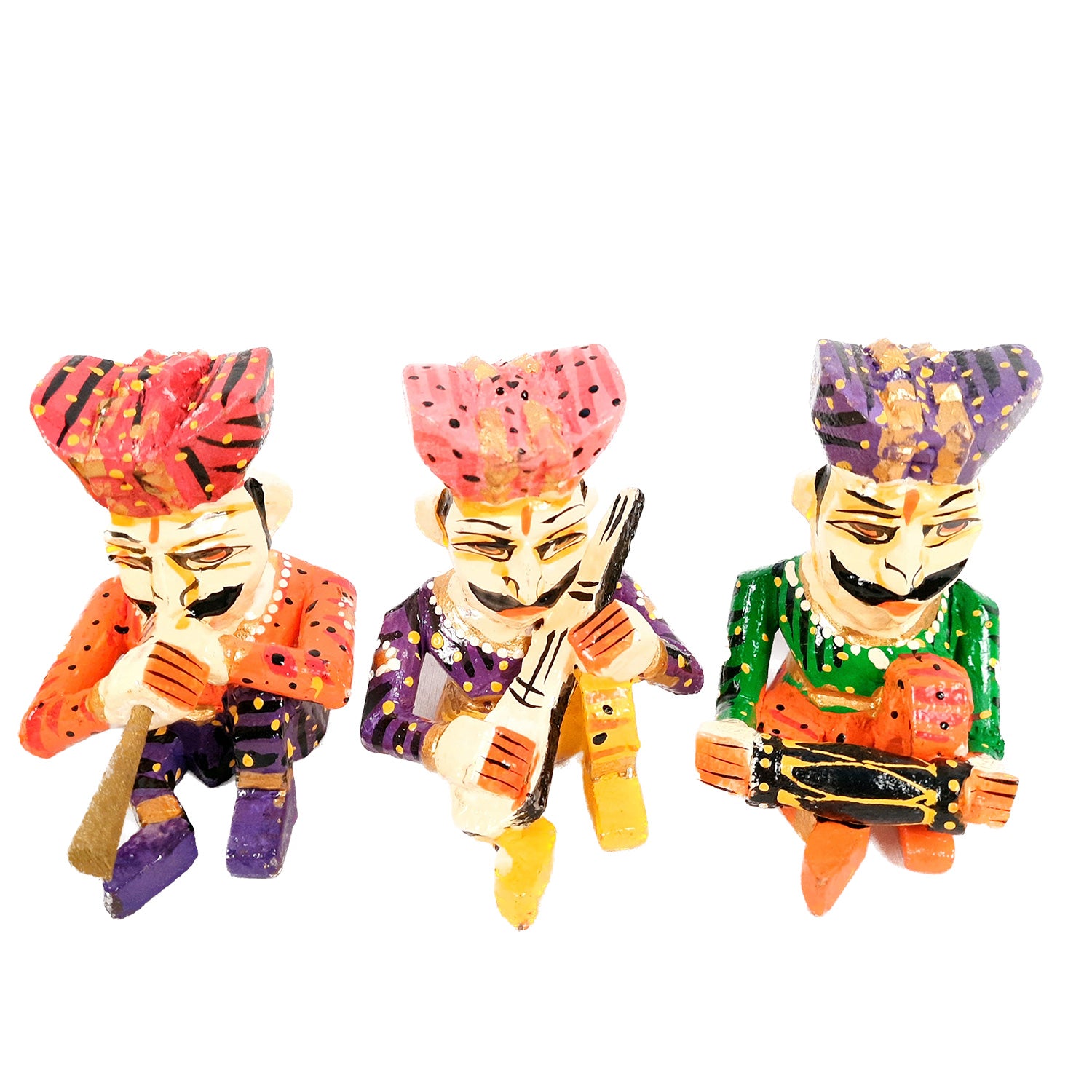 Rajasthani Musician Showpiece | Babla Musicians - For Table & Home Decor - 4 Inch -Set of 5 - Apkamart