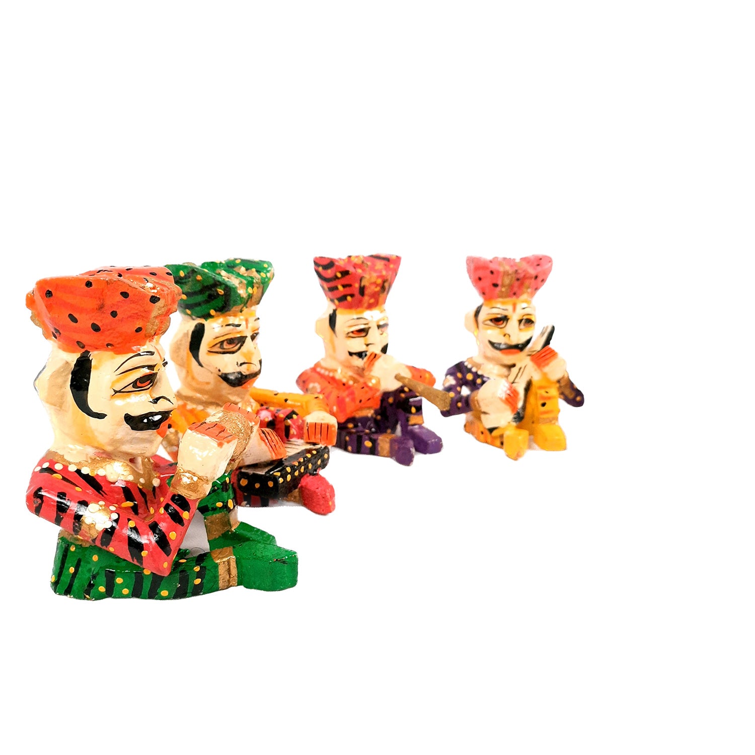Rajasthani Musician Showpiece | Babla Musicians - For Table & Home Decor - 4 Inch -Set of 5 - Apkamart