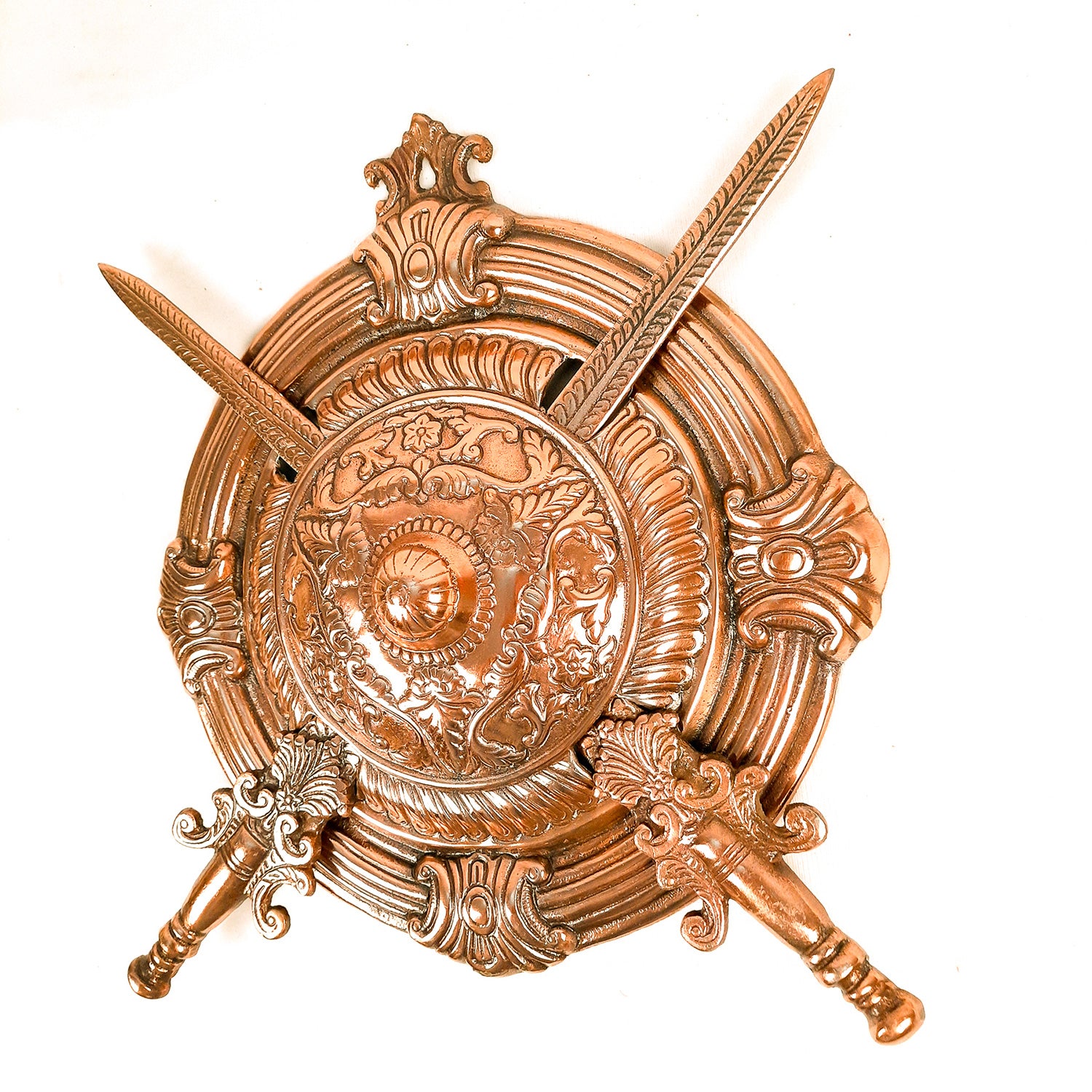 Samurai Dhal Talvar Set | Sword & Shield Wall Hanging - For Home & Wall Decor - 14 Inch - Apkamart