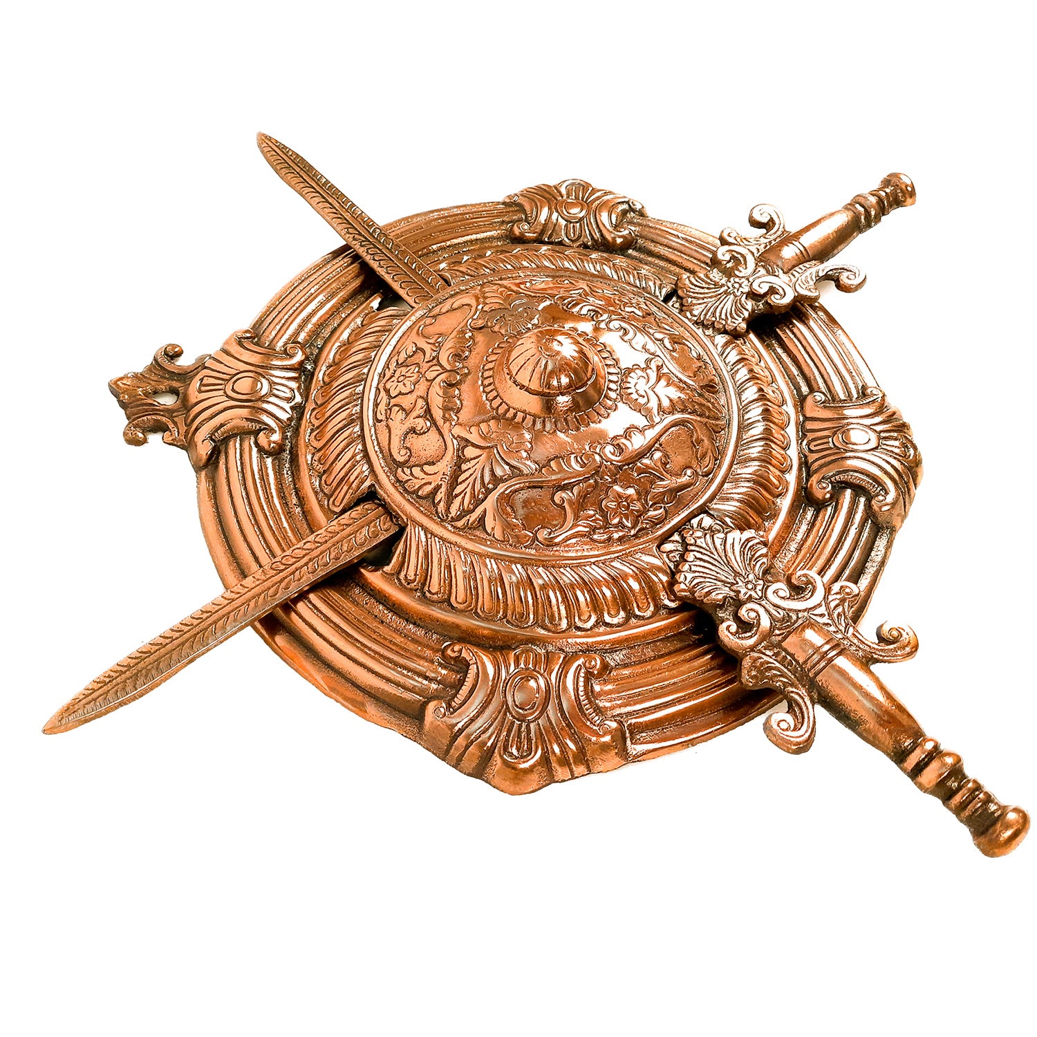 Samurai Dhal Talvar Set | Sword & Shield Wall Hanging - For Home & Wall Decor - 14 Inch - Apkamart