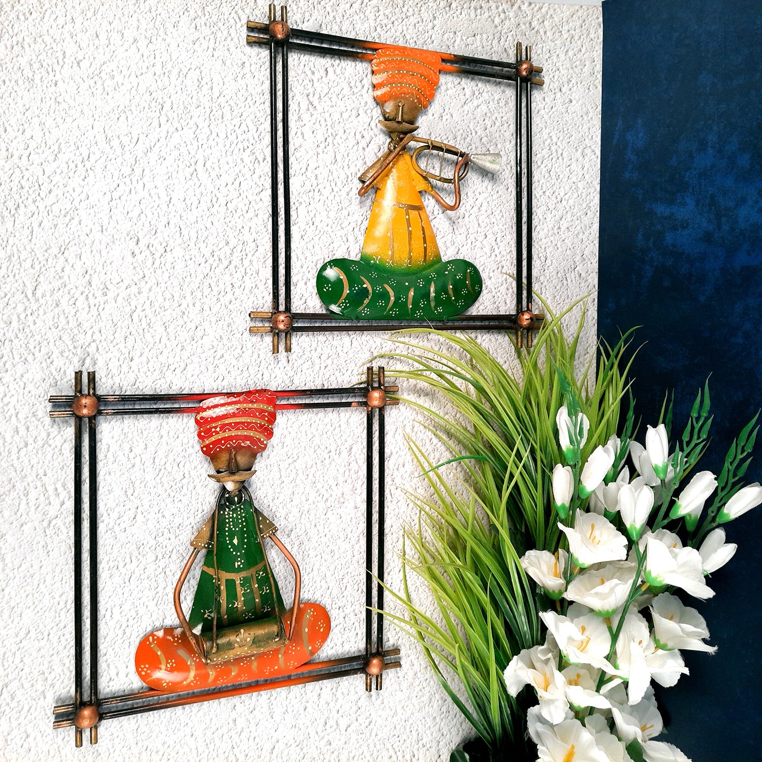 Traditional Musician Wall Hanging - For Home Decor & Gifts - 12 Inch - Set of 2- Apkamart