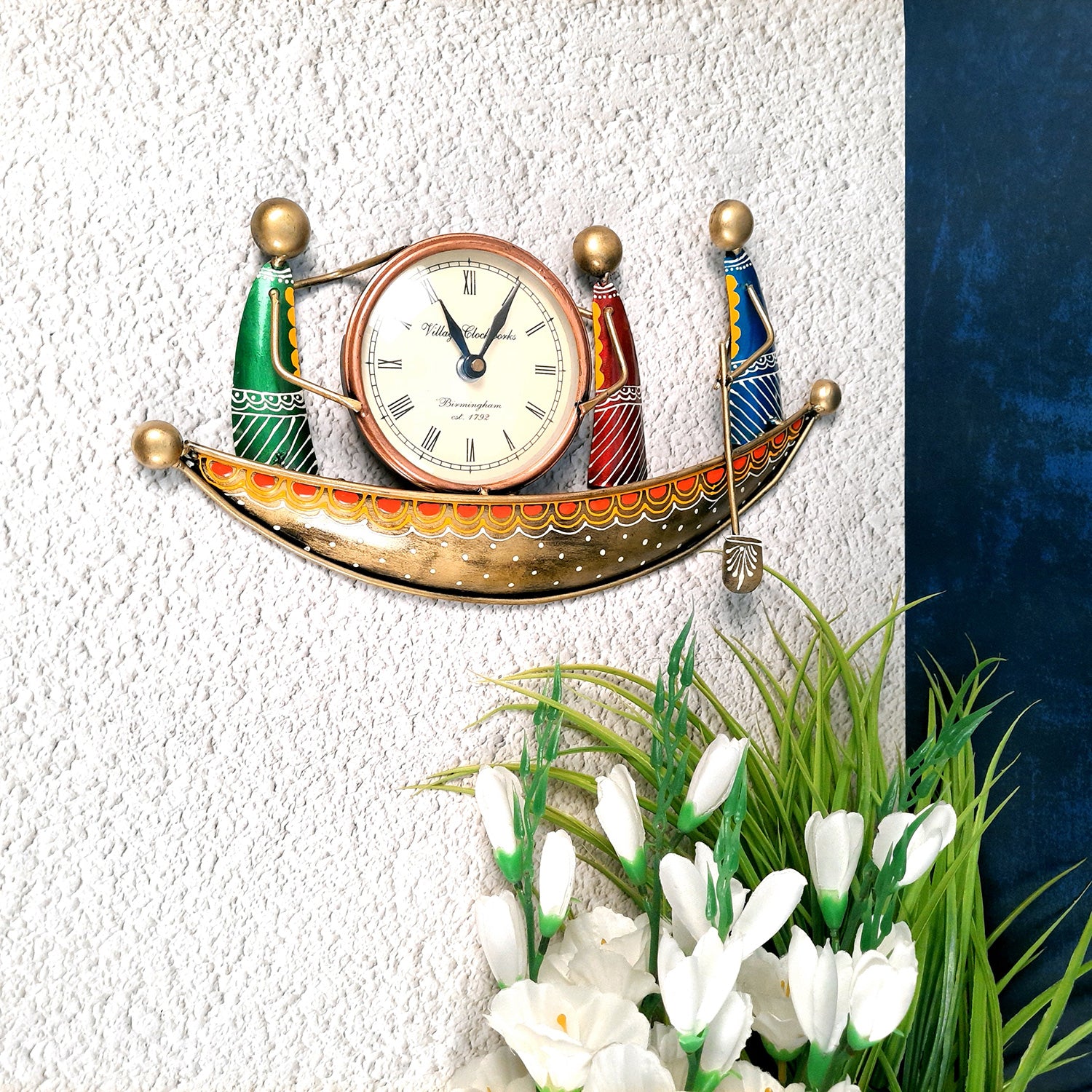 Decorative Boat Design Wall Clock | Wall Clock Decor - for Kids Room - 7 Inch-Apkamart #Color_Multicolor