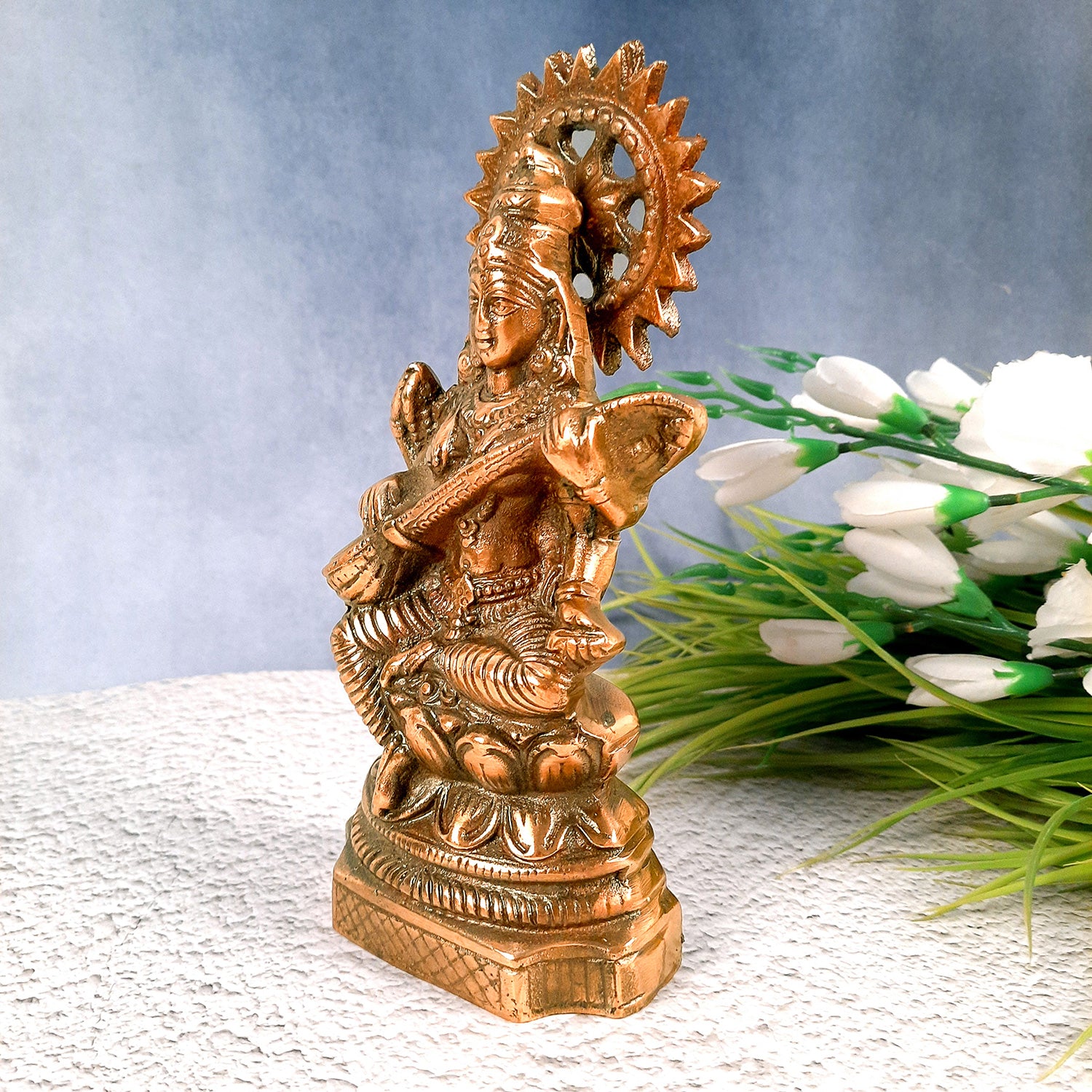 Goddess Saraswati Statue - For Home, Temple, School & Office Decor - 10 inch - apkamart