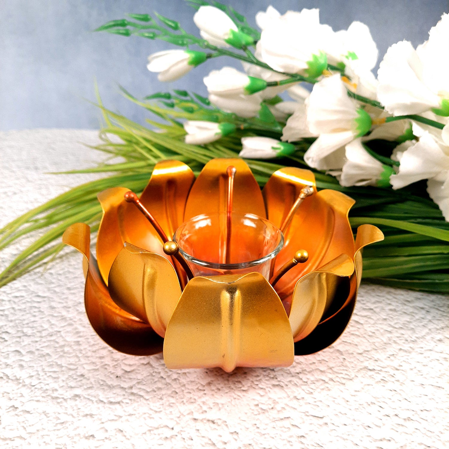 Decorative Lotus T Light Candle Holder- 4 inch-Apkamart
