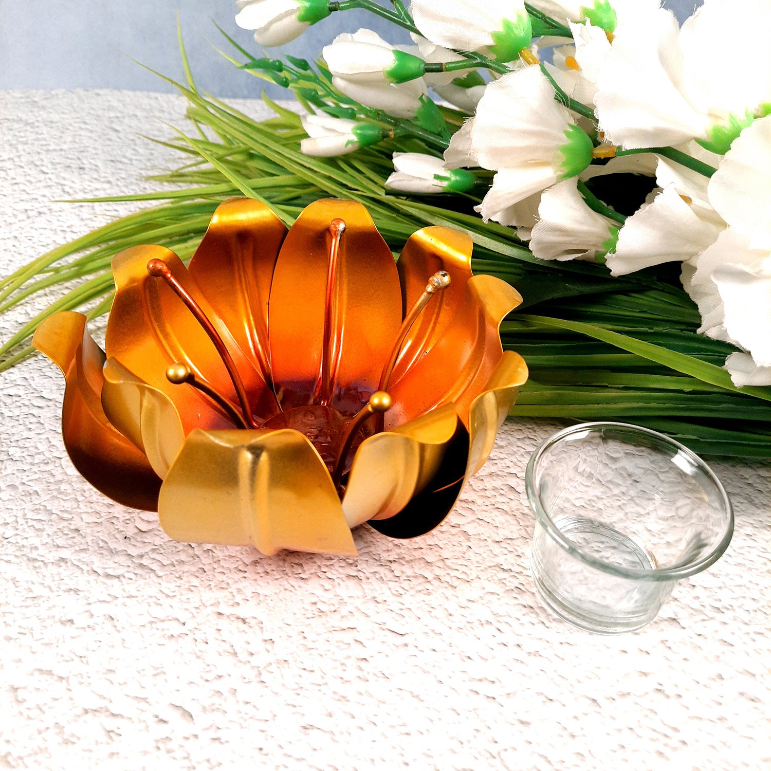 Decorative Lotus T Light Candle Holder- 4 inch-Apkamart