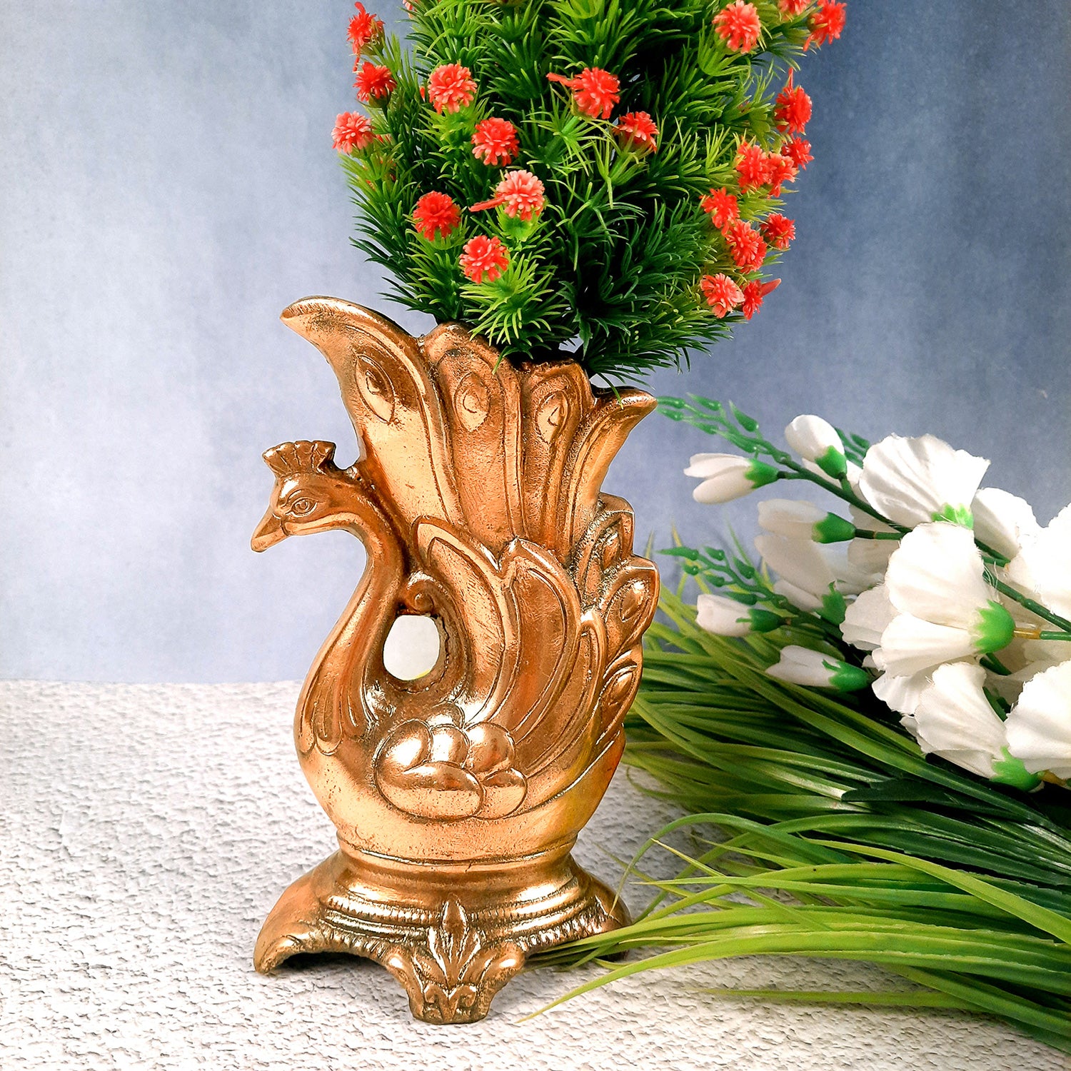 Flower Vase Swan Design | Metal Flower Pot - For Table, Home, Living Room Decor & Gifts - 9 Inch - Apkamart