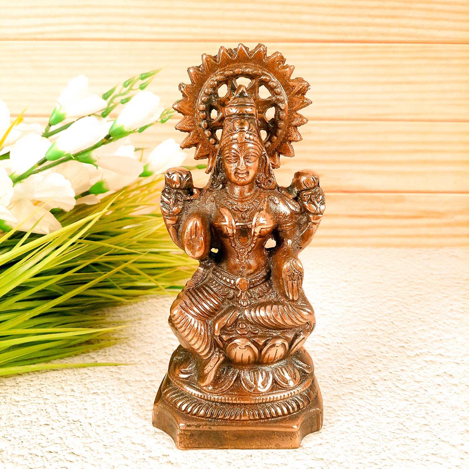 Goddess Laxmi Idol | Laxmi Ji Murti - for Home Decor, Pooja, Office & Gifts - 10 Inch- Apkamart