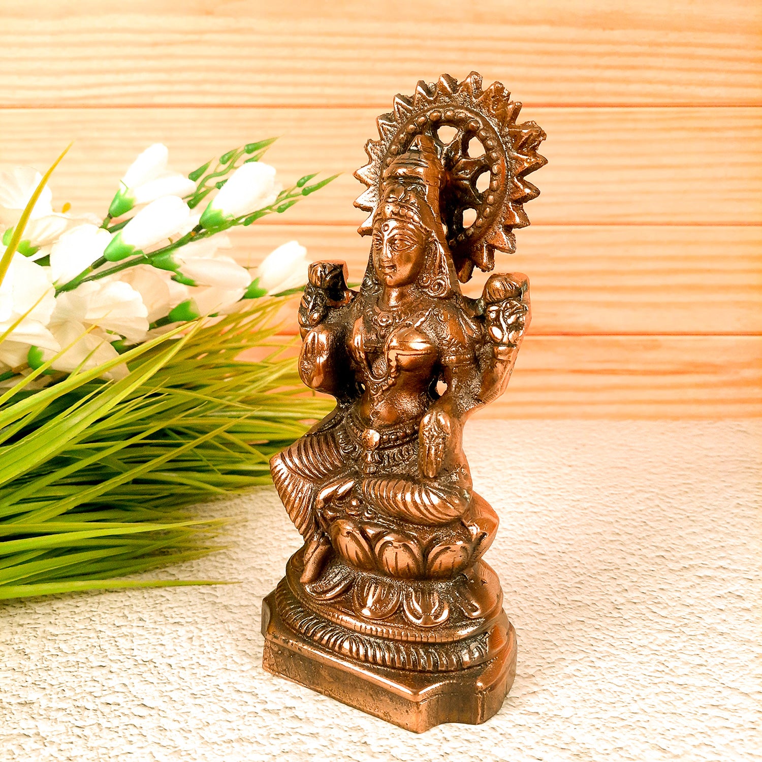 Goddess Laxmi Idol | Laxmi Ji Murti - for Home Decor, Pooja, Office & Gifts - 10 Inch- Apkamart