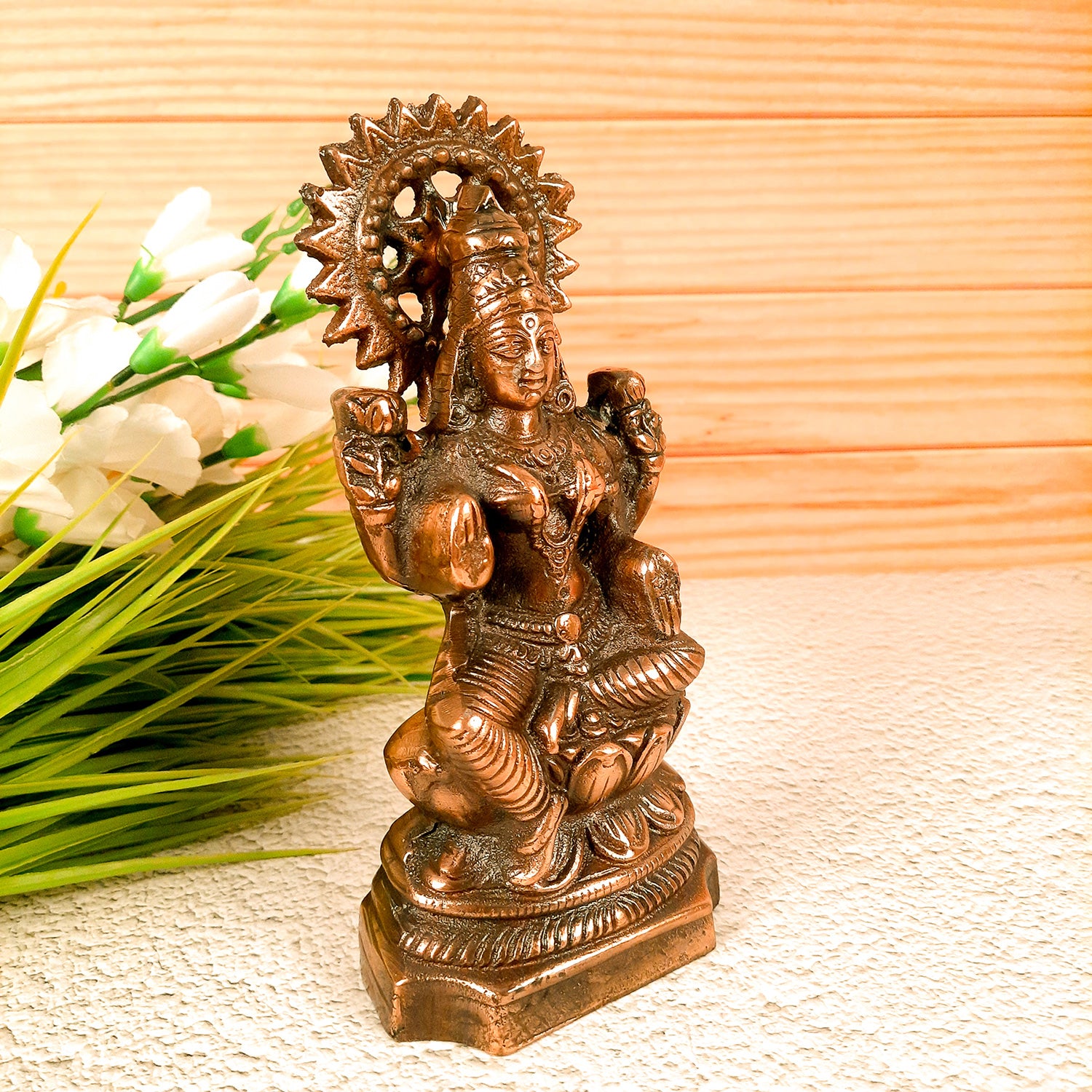 Goddess Laxmi Idol | Laxmi Ji Murti - for Home Decor, Pooja, Office & Gifts - 10 Inch- Apkamart