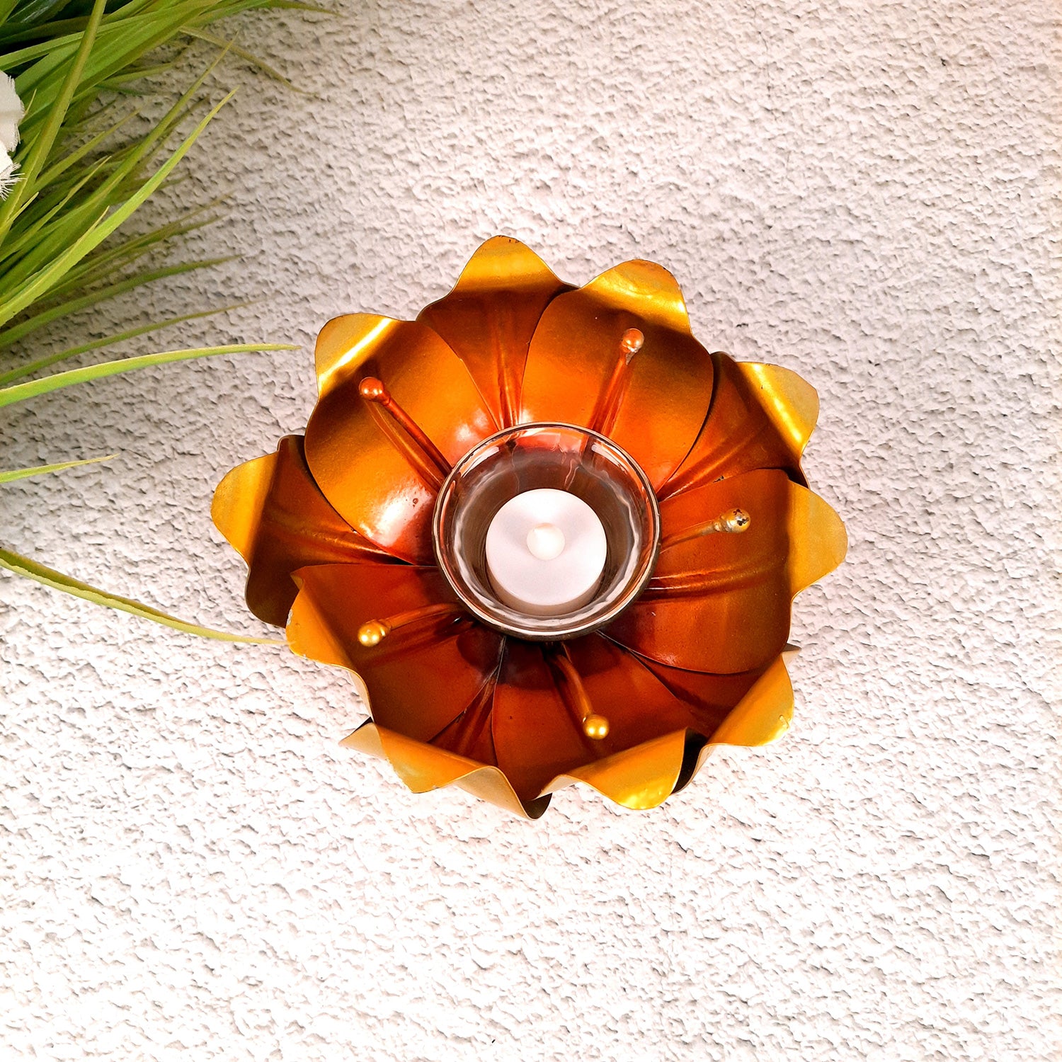 Decorative Lotus T Light Candle Holder- 4 inch-Apkamart