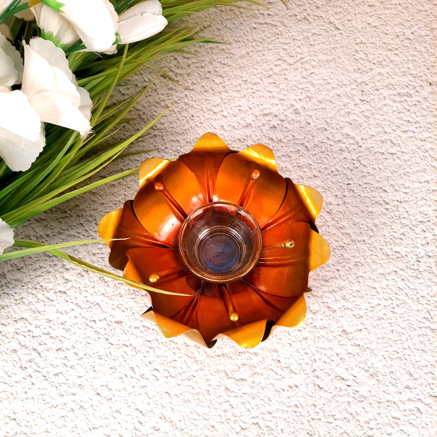 Decorative Lotus T Light Candle Holder- 4 inch-Apkamart