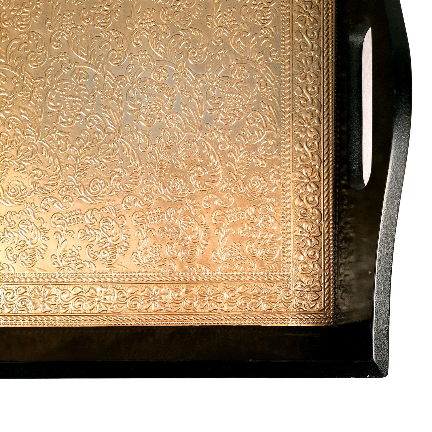 Brass Tray | Wooden Serving Tray Set - For Serving, Dining, Kitchen - Apkamart