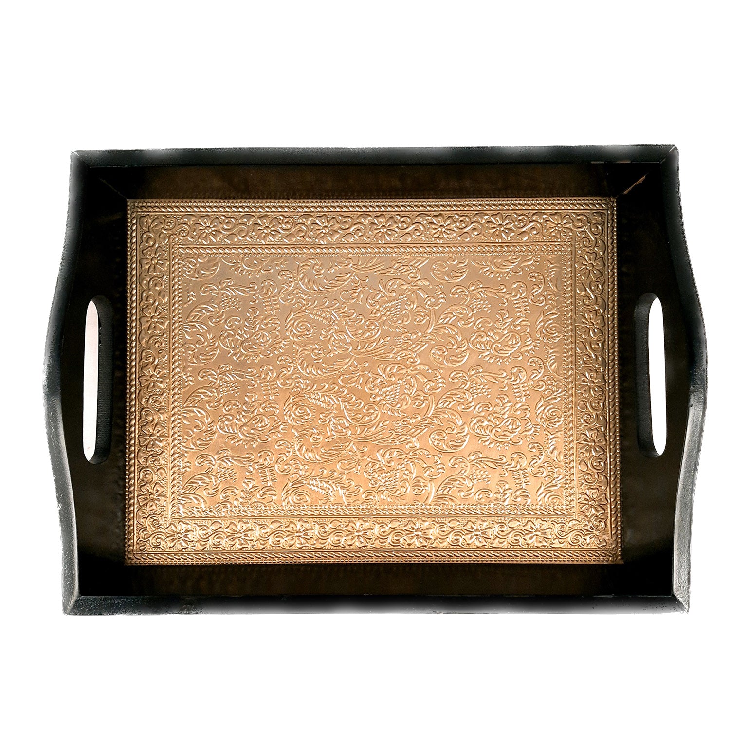 Brass Tray | Wooden Serving Tray Set - For Serving, Dining, Kitchen - Apkamart
