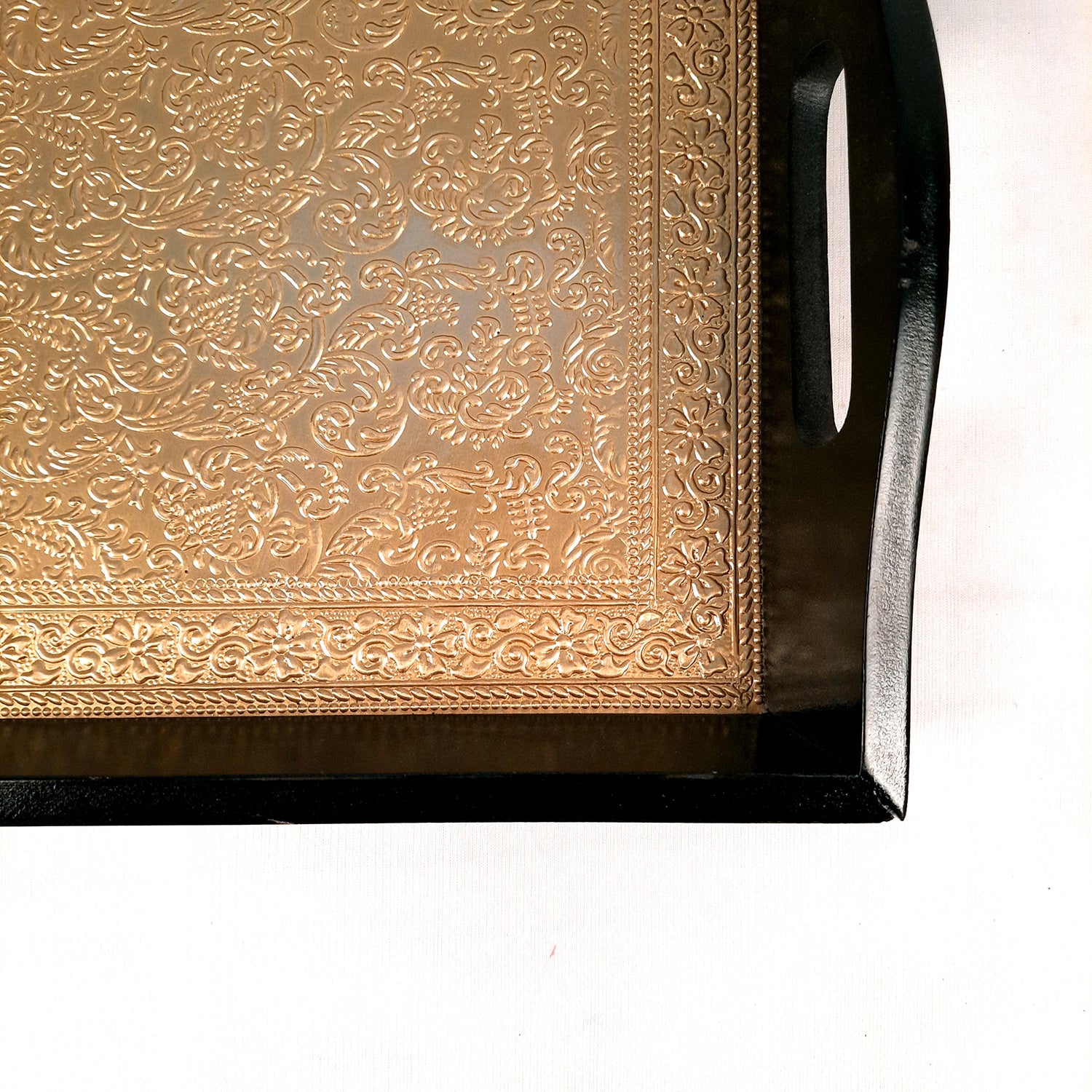 Brass Tray | Wooden Serving Tray Set - For Serving, Dining, Kitchen - Apkamart