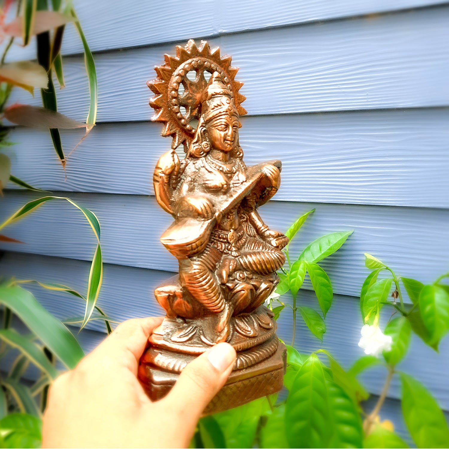 Goddess Saraswati Statue - For Home, Temple, School & Office Decor - 10 inch - apkamart