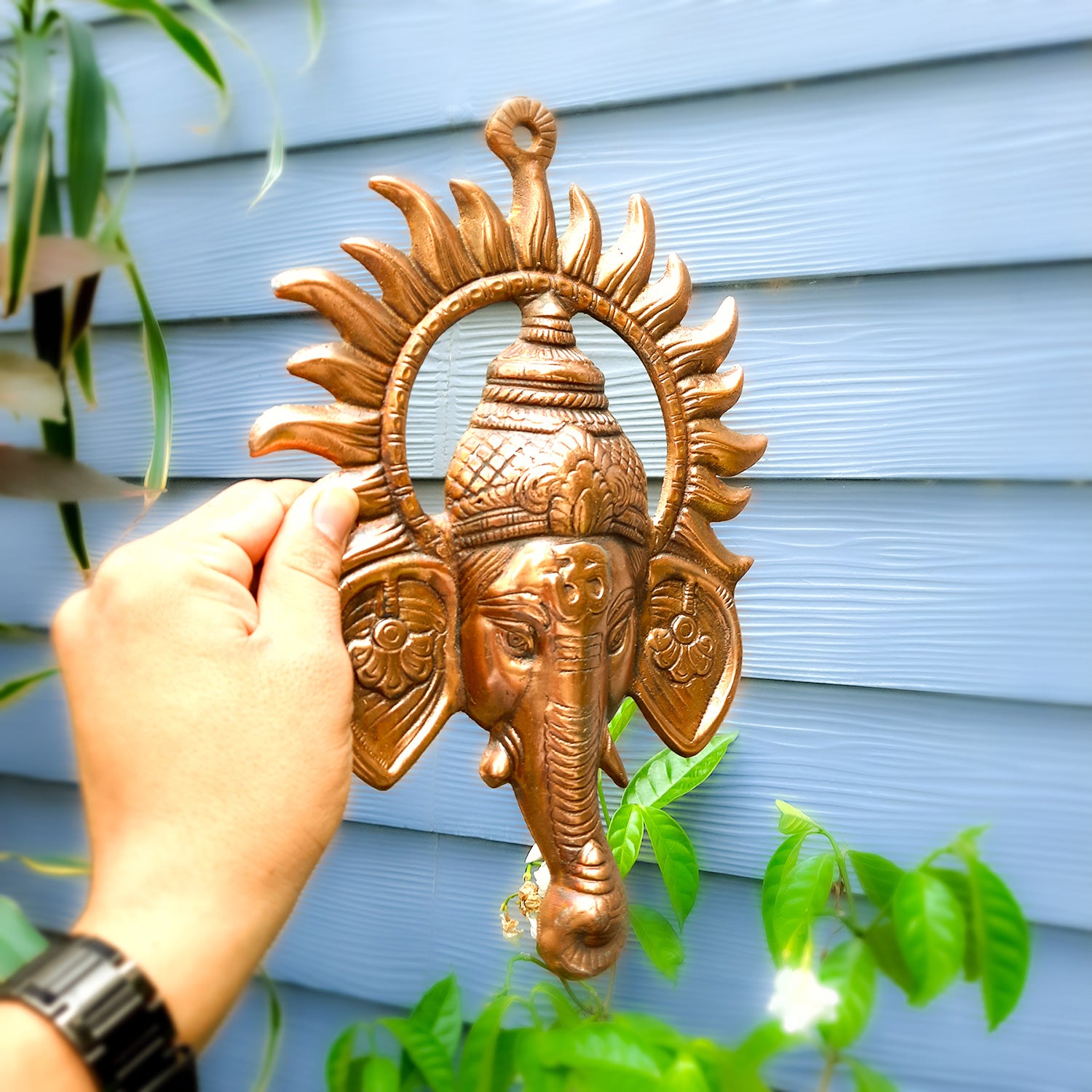 Ganeshji Face Wall Hanging - Living Room Decor - 12 Inch - Apkamart #Style_pack of 2