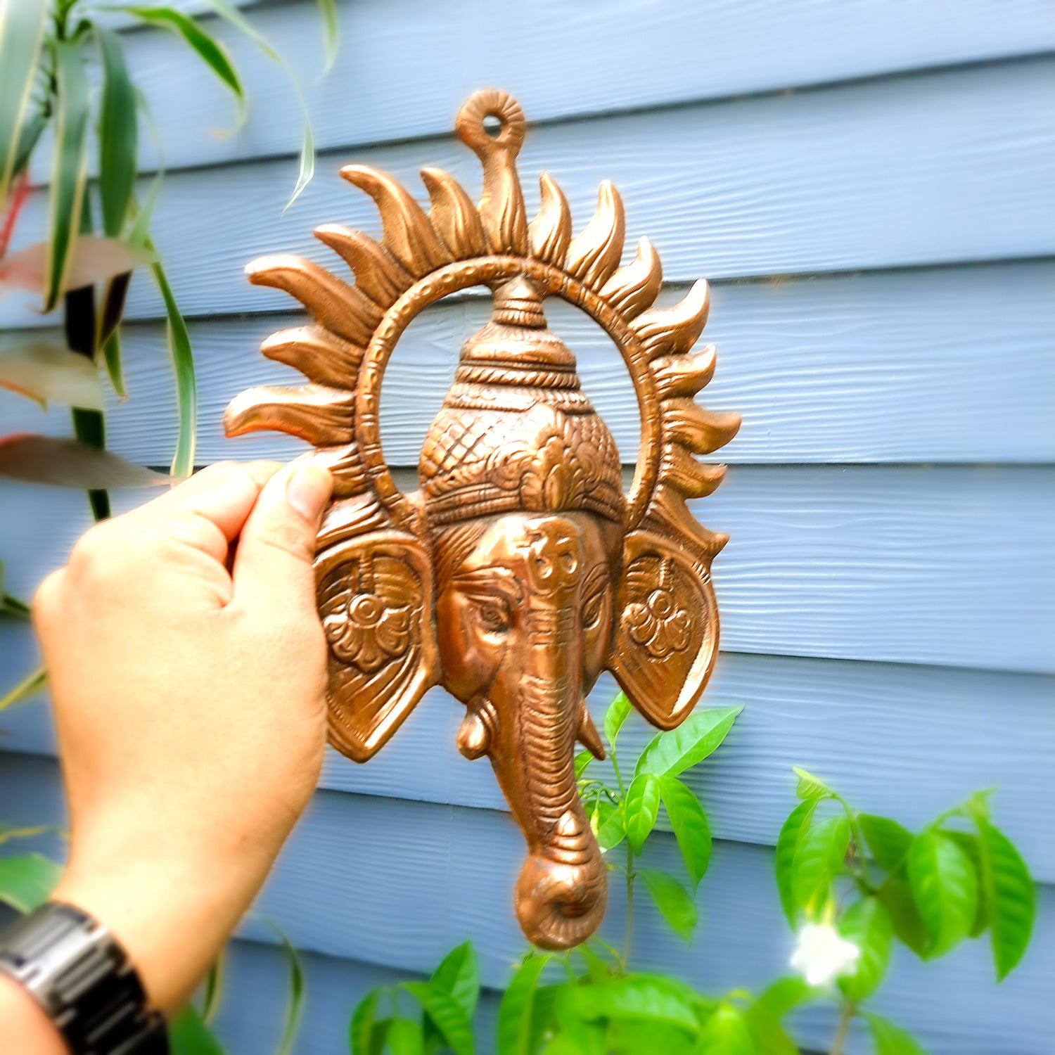 Ganeshji Face Wall Hanging - Living Room Decor - 12 Inch - Apkamart #Style_pack of 1