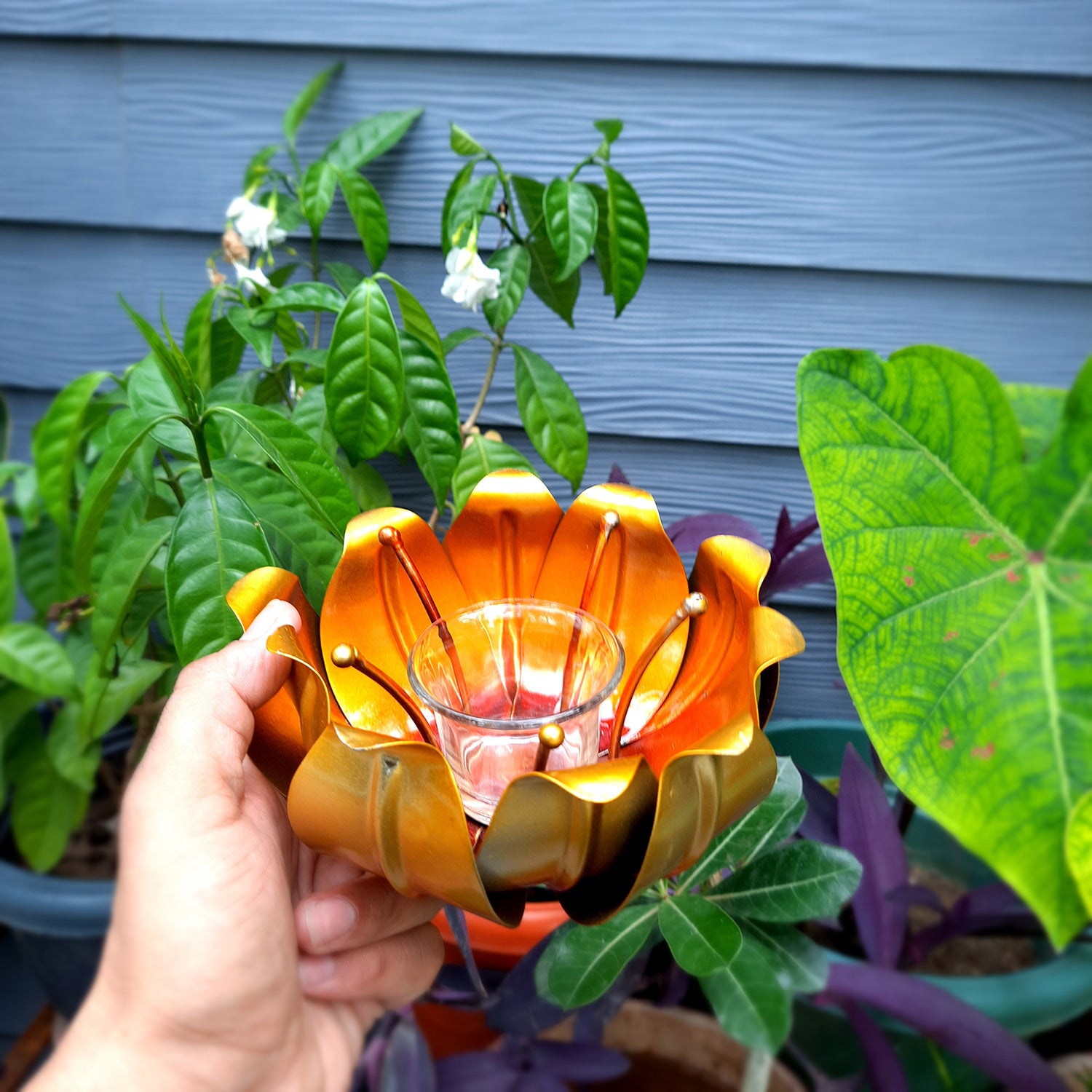 Decorative Lotus T Light Candle Holder- 4 inch-Apkamart