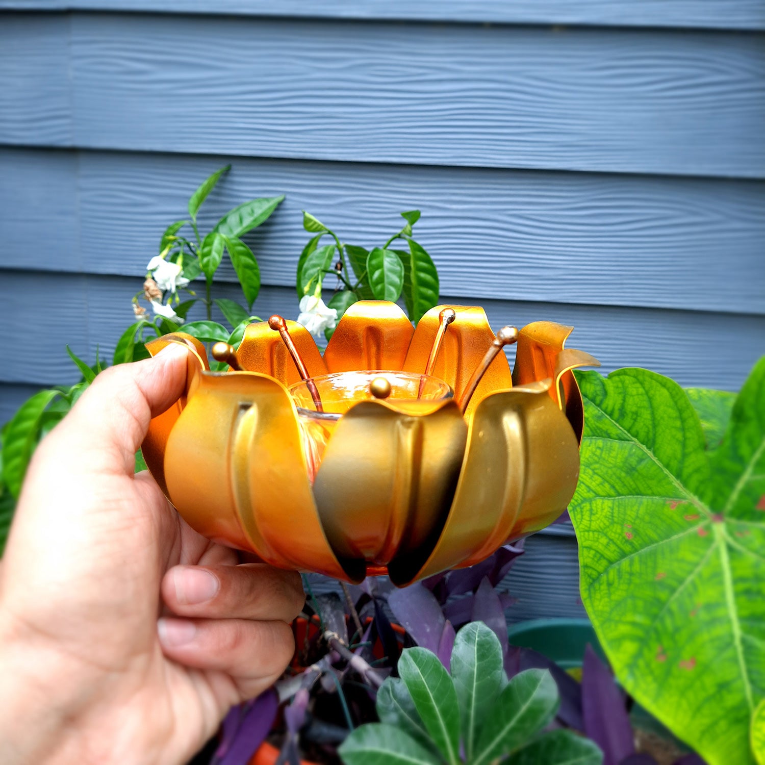 Decorative Lotus T Light Candle Holder- 4 inch-Apkamart