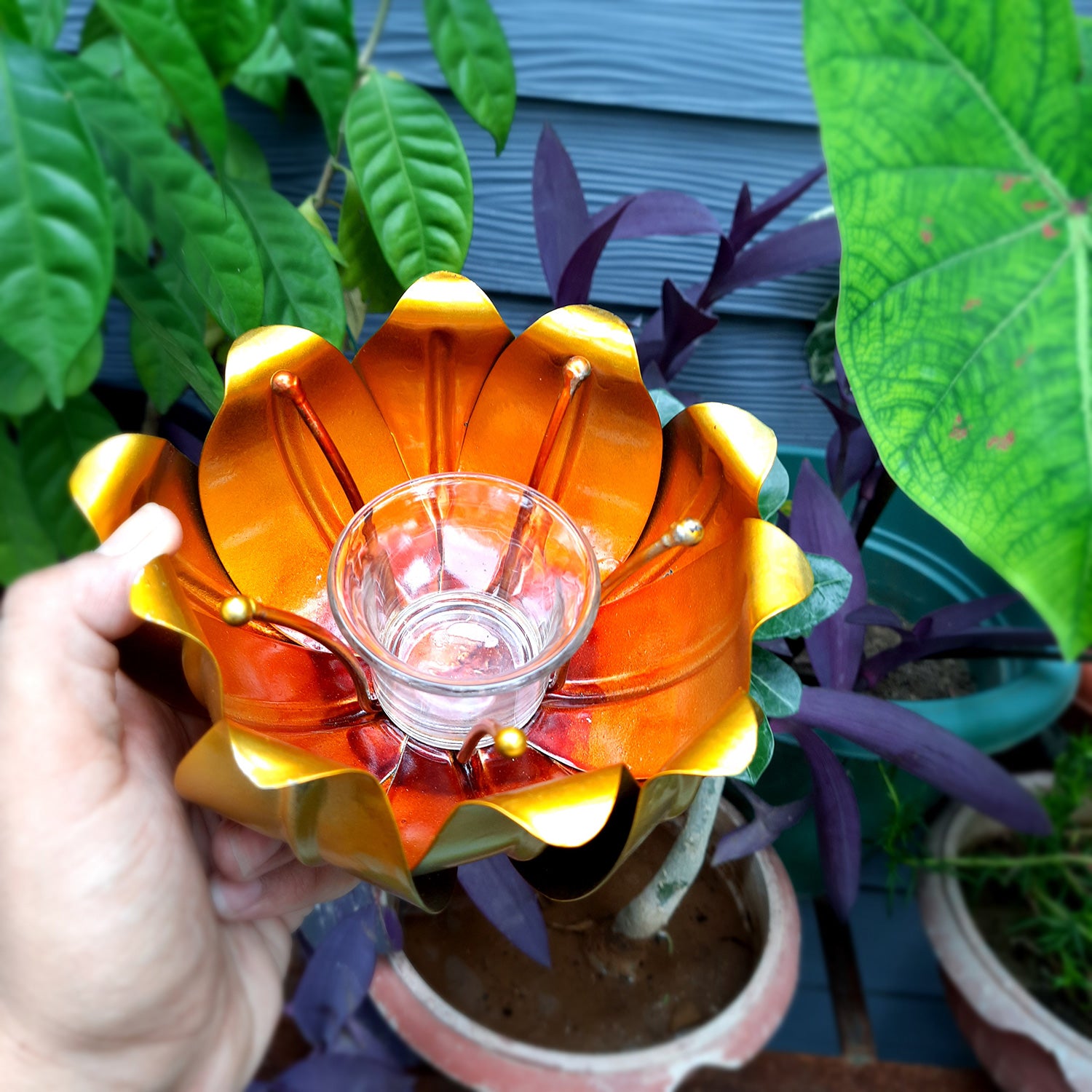 Decorative Lotus T Light Candle Holder- 4 inch-Apkamart