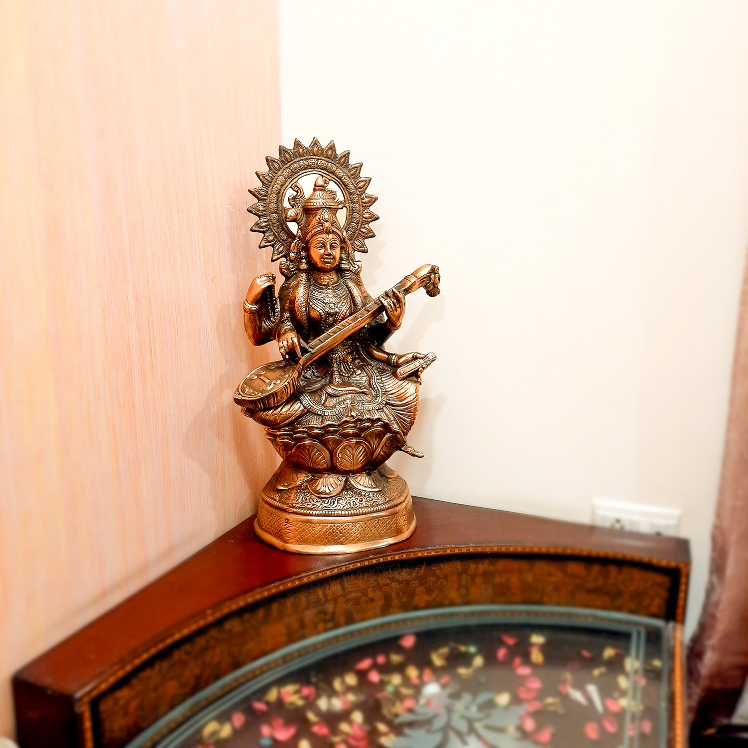 Saraswati Ji Statue | Goddess Sarasvati Idol- for Home, Puja, Temple, Office, Religious Decor & Gifts - Apkamart