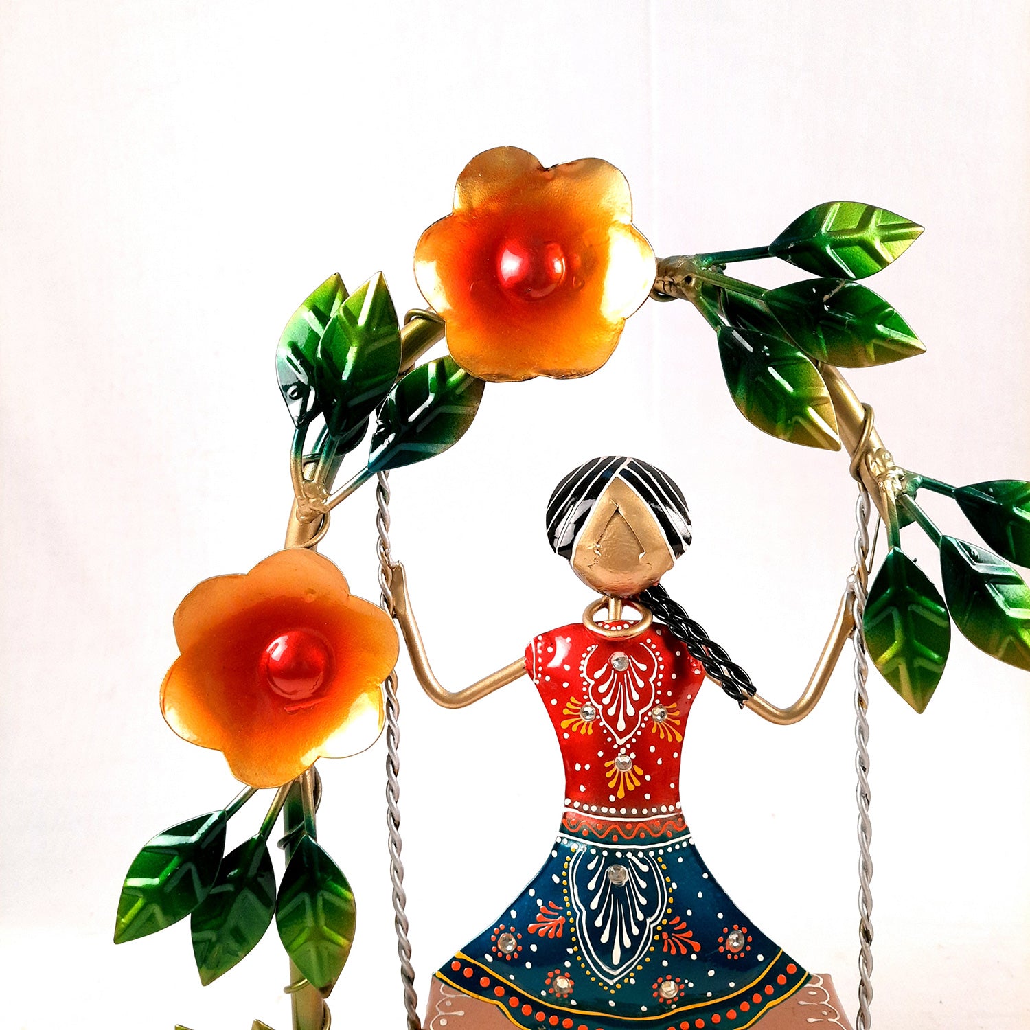 Doll on Decorative Jhula - Female Figurines - for Side Table Decoration - 14 Inch (Set of 2)-Apkamart