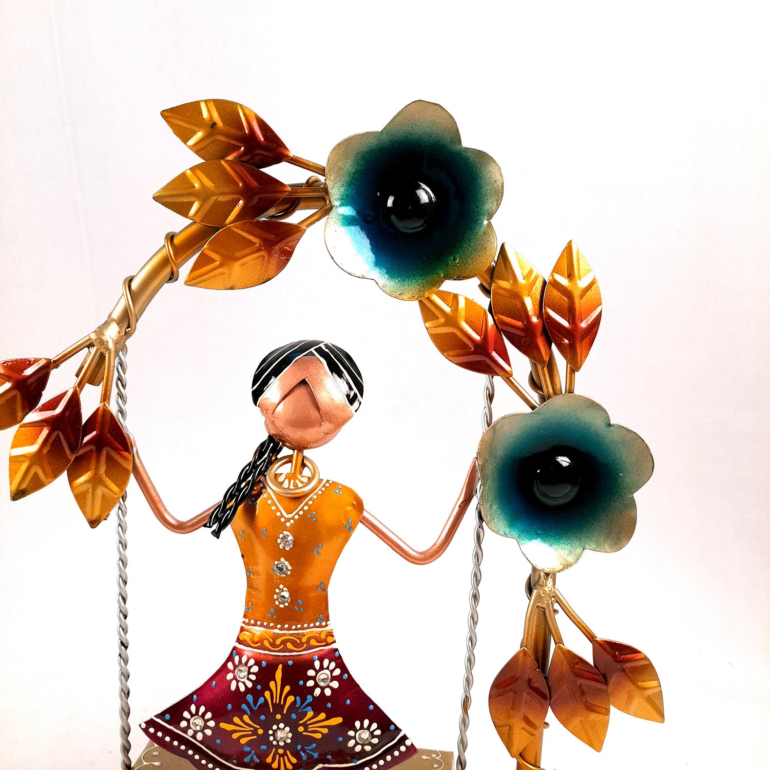 Doll on Decorative Jhula - Female Figurines - for Side Table Decoration - 14 Inch (Set of 2)-Apkamart