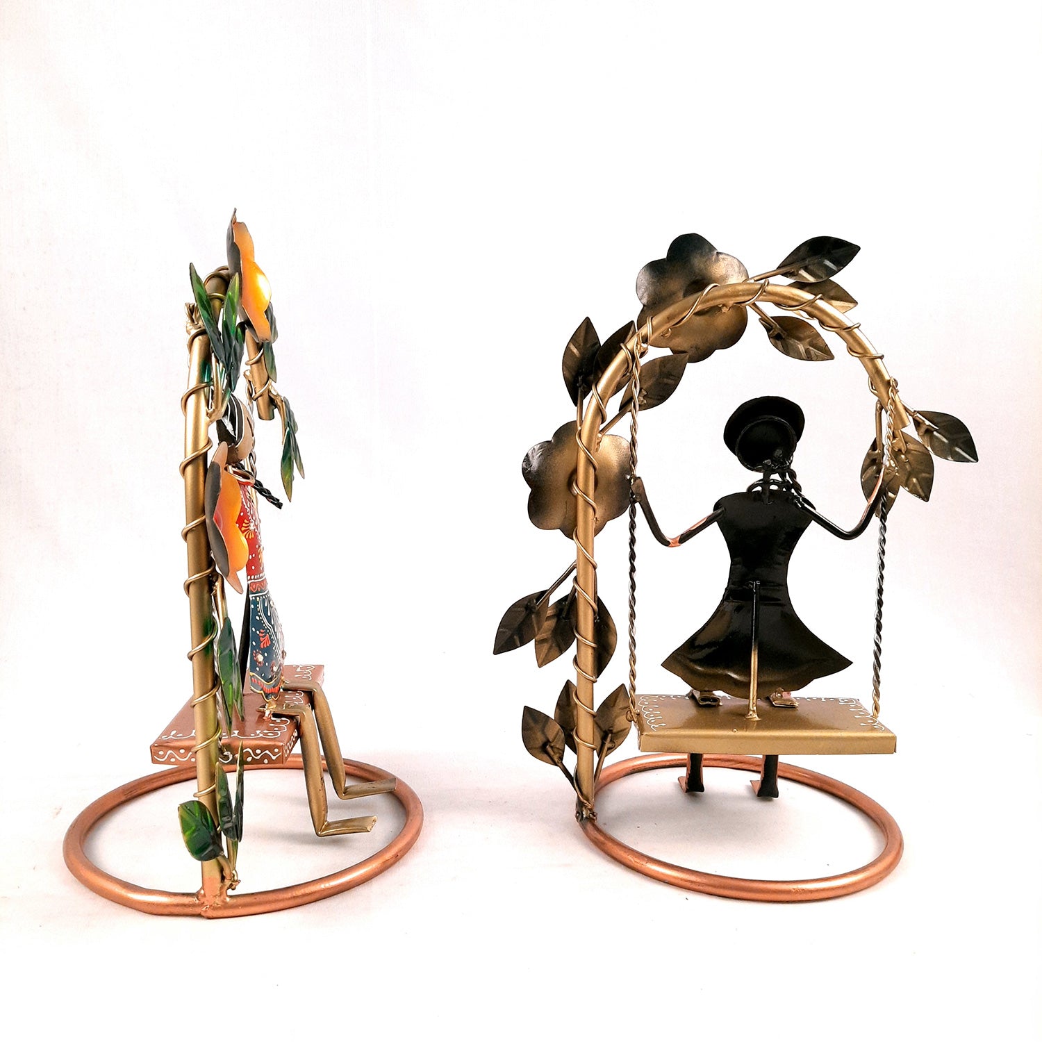 Doll on Decorative Jhula - Female Figurines - for Side Table Decoration - 14 Inch (Set of 2)-Apkamart