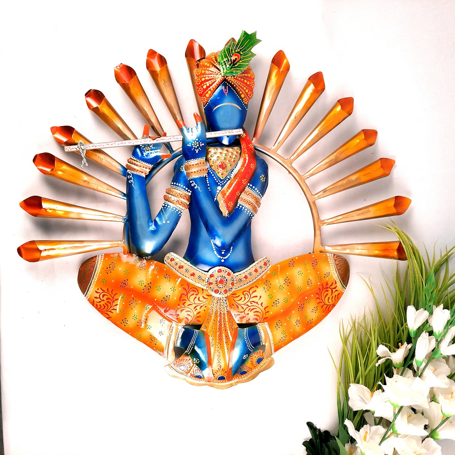 LED Krishna Wall Hanging - Wall Decor & Office Decoration - 26 Inch-Apkamart