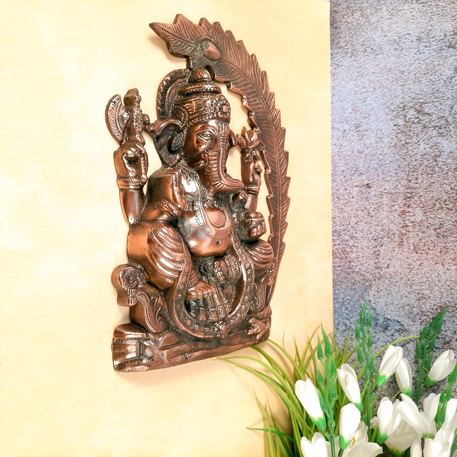 Ganesh Ji Wall Hanging | Ganpati Wall Statue - for Home, Wall Decor, Puja & Gifts -13 inch-Apkamart