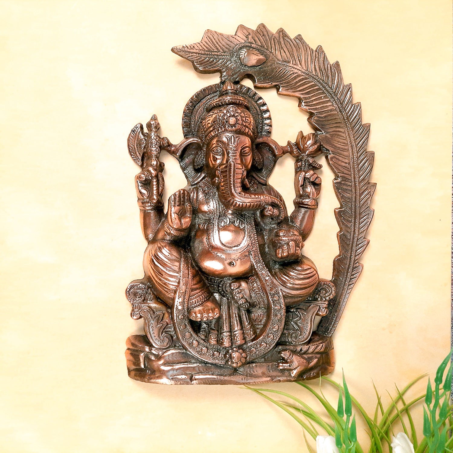 Ganesh Ji Wall Hanging | Ganpati Wall Statue - for Home, Wall Decor, Puja & Gifts -13 inch-Apkamart