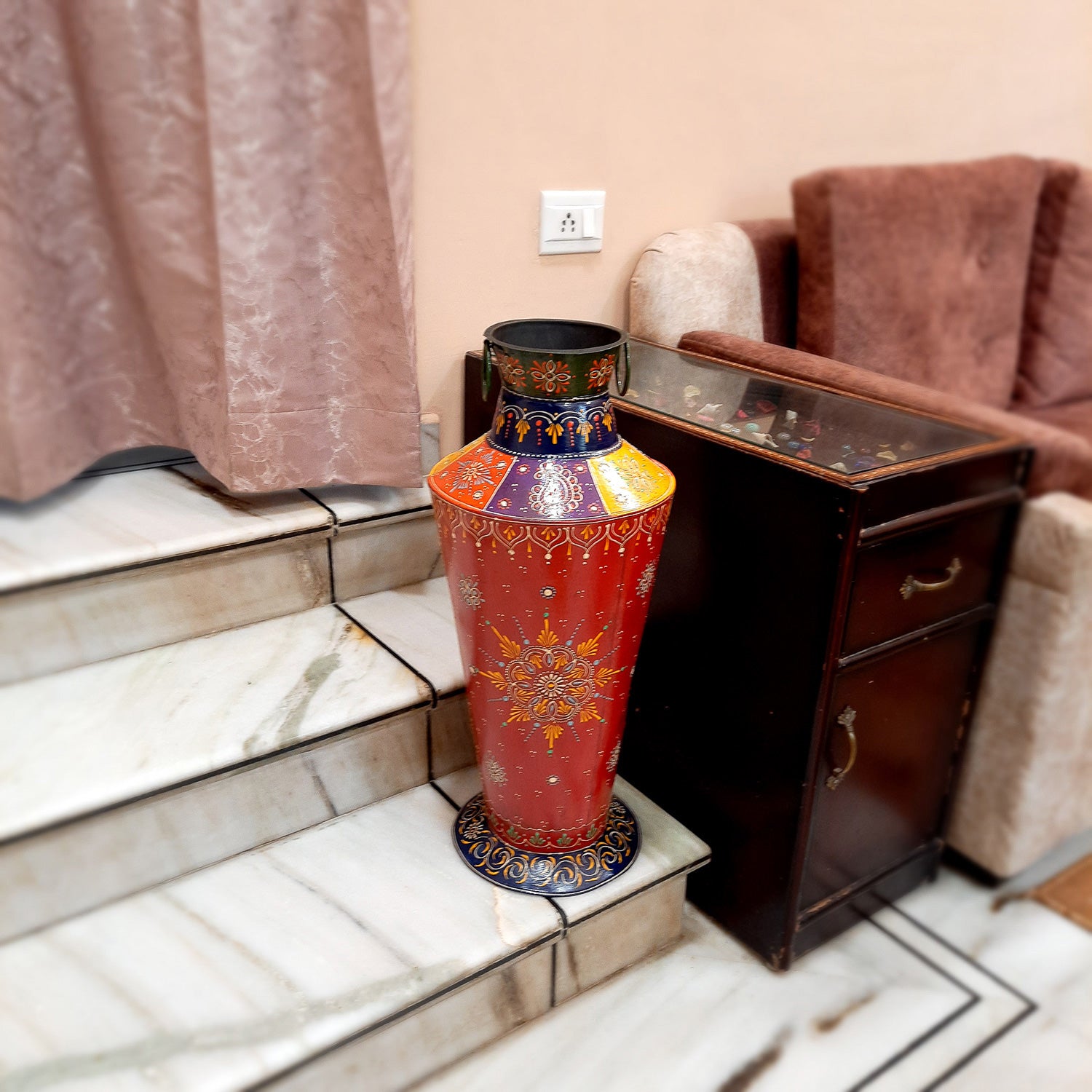 Standing Flower Pot | Big Corner Vase - For Living Room & Entrance Decor - 27 Inch - ApkaMart