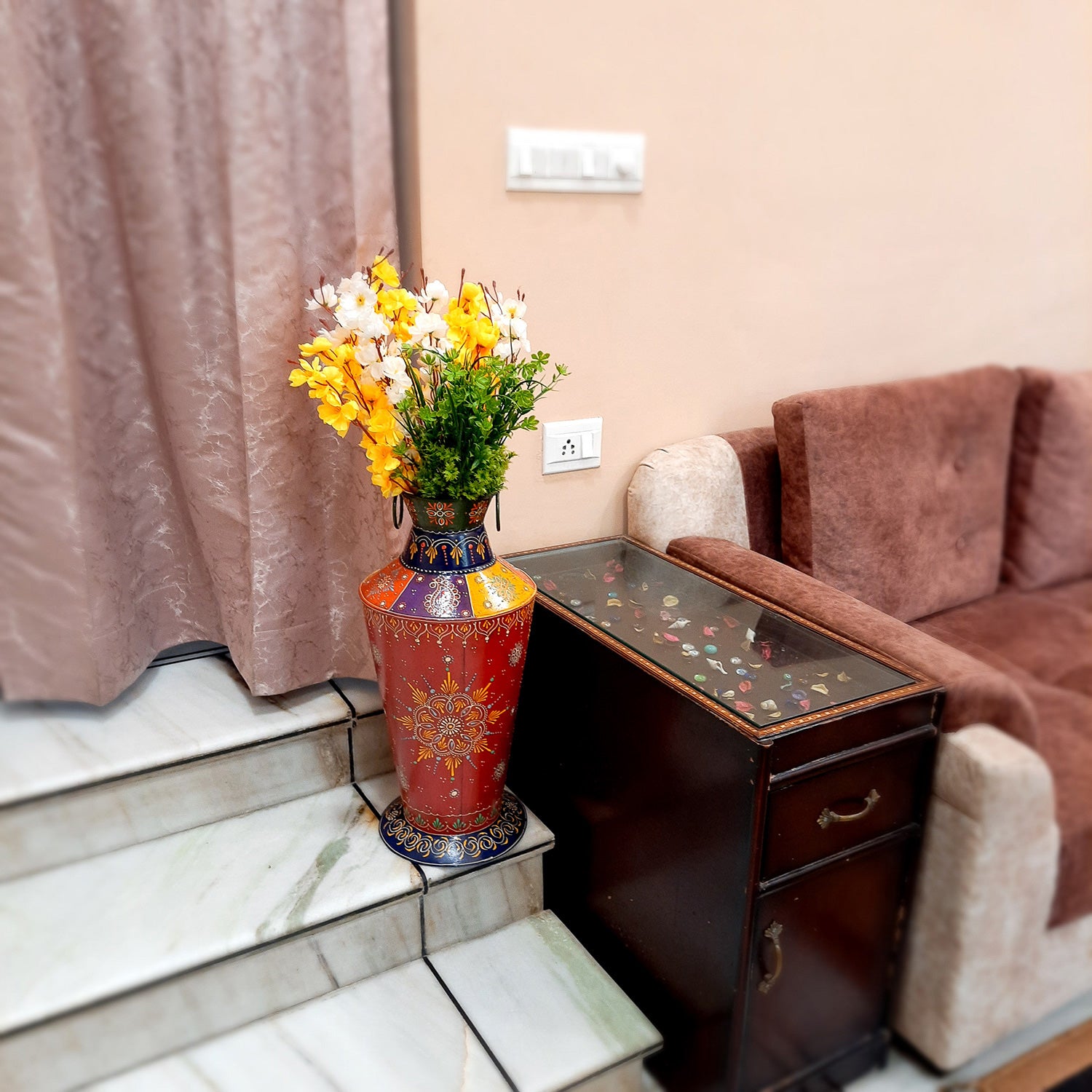 Flower Pots | Corner Big Flower Vase for Living Room - 21 Inch - ApkaMart