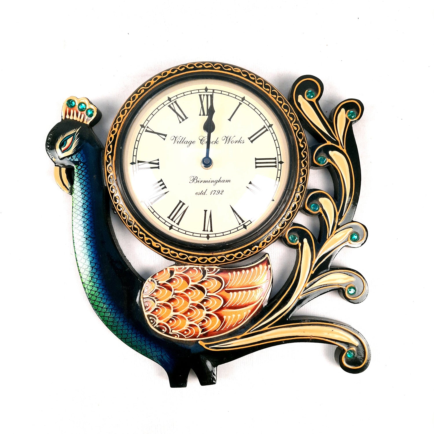 Peacock Wall Clock | Decorative Wall Clock - For Home, Wall Decor, Office & Gifts (12 inch)- Apkamart