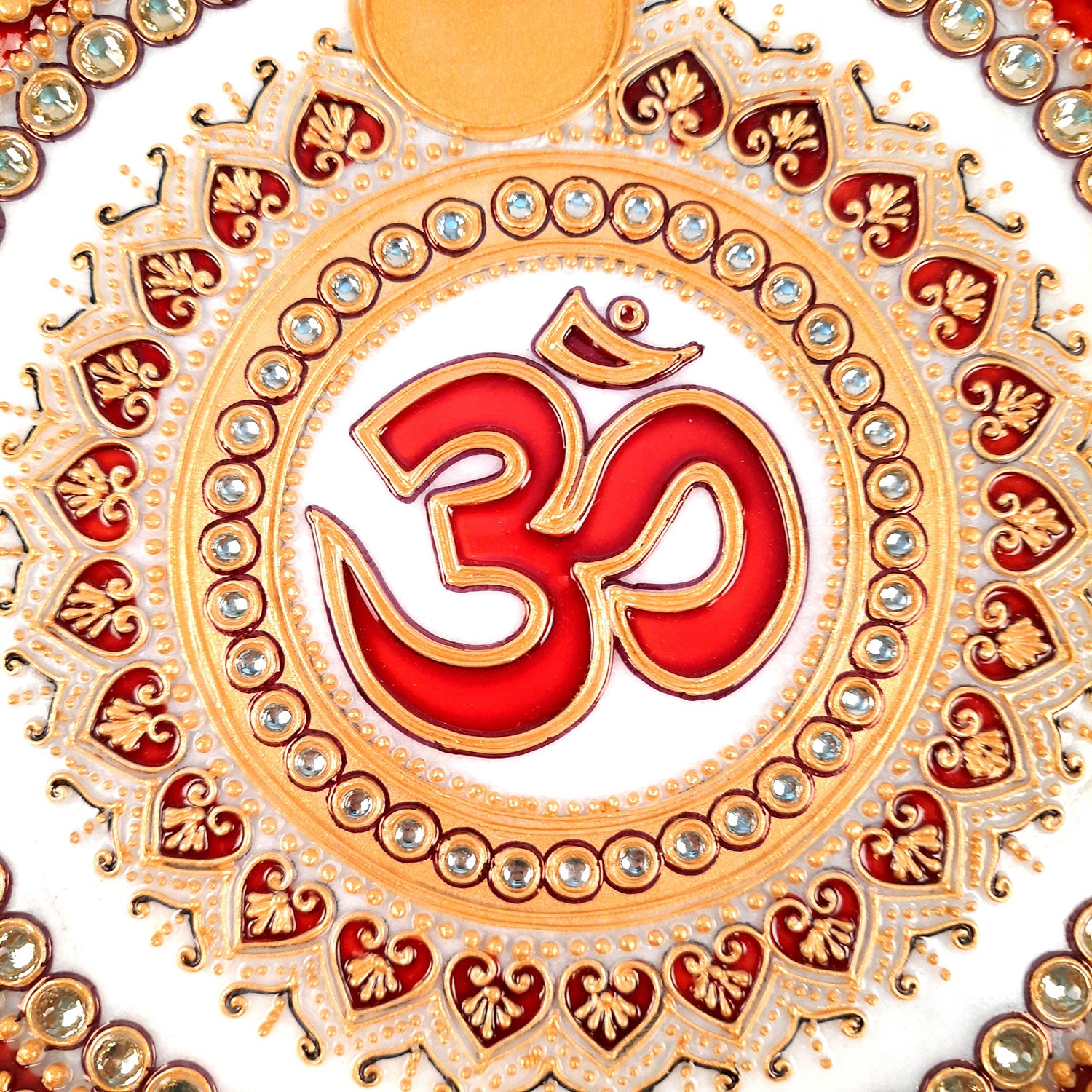 Marble Pooja Plate With Diya | Aarti Thali - Om Heavy Design - For Pooja, Weddings & Festivals - Apkamart