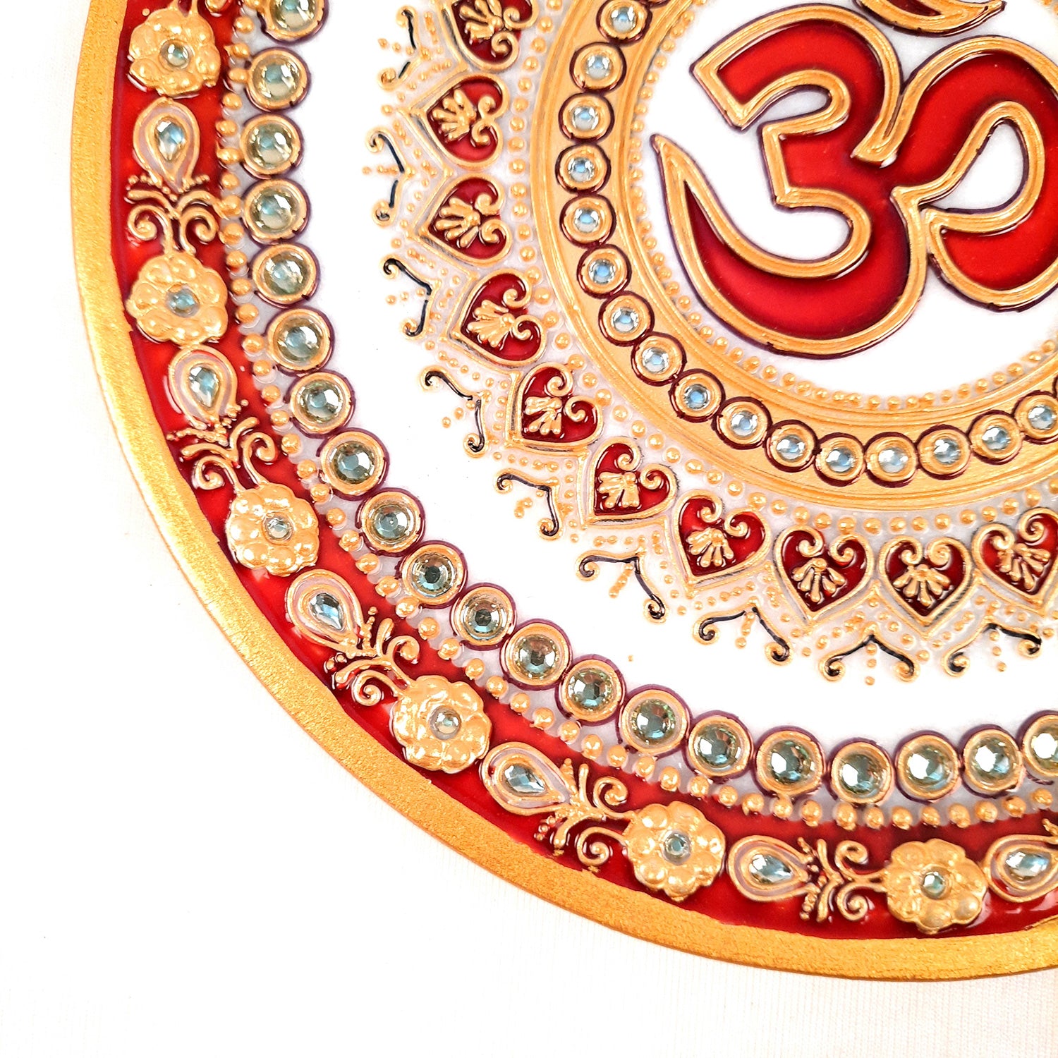 Marble Pooja Plate With Diya | Aarti Thali - Om Heavy Design - For Pooja, Weddings & Festivals - Apkamart