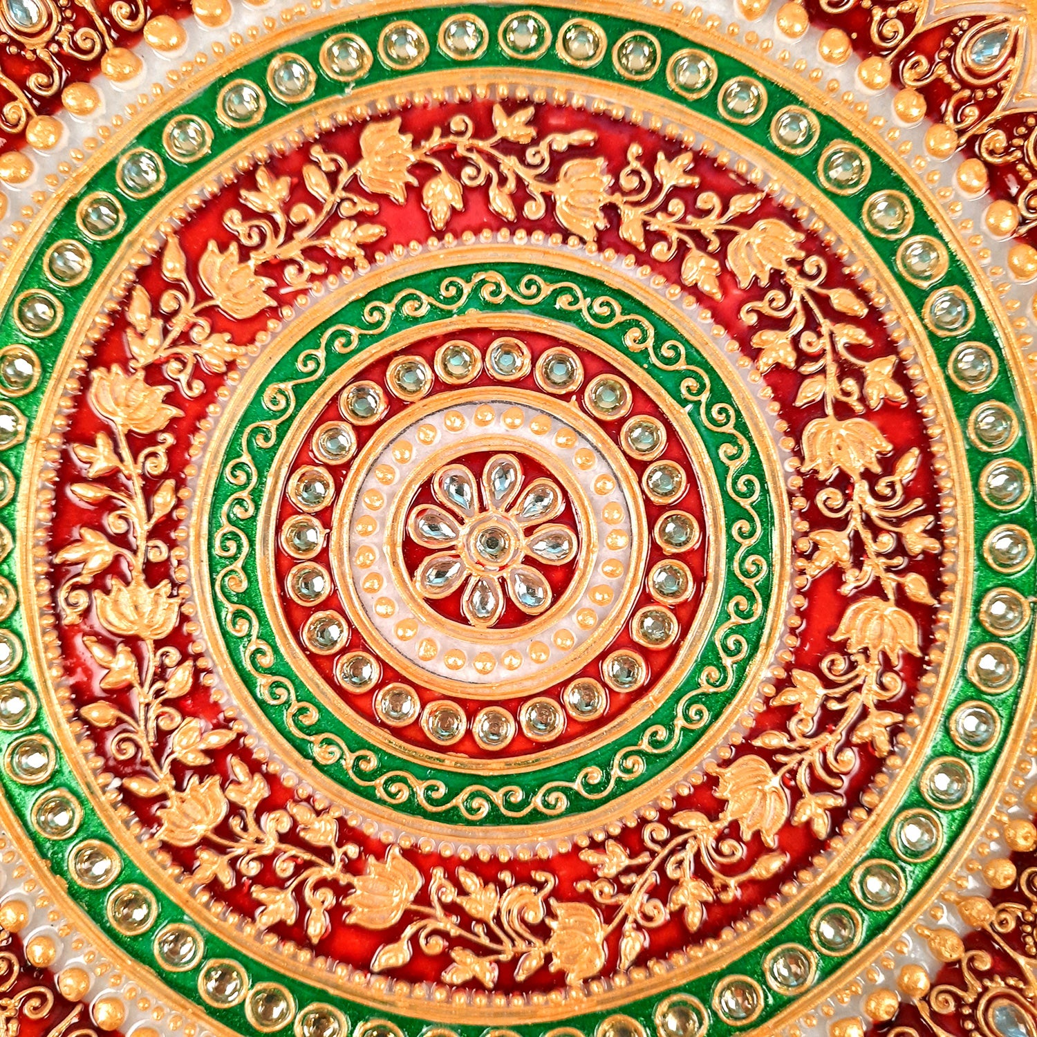 Pooja Thali | Marble Aarti Thali - Heavy Design - For Ganesh Pooja, Diwali & Karwa Chauth - 9 Inch