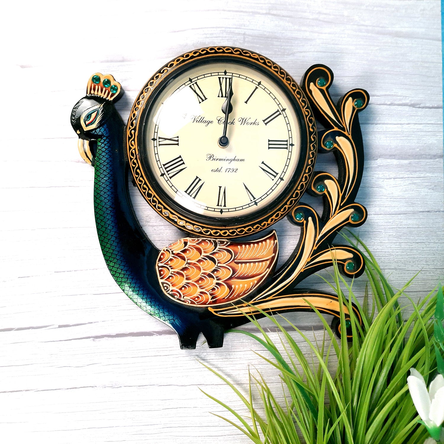 Peacock Wall Clock | Decorative Wall Clock - For Home, Wall Decor, Office & Gifts (12 inch)- Apkamart