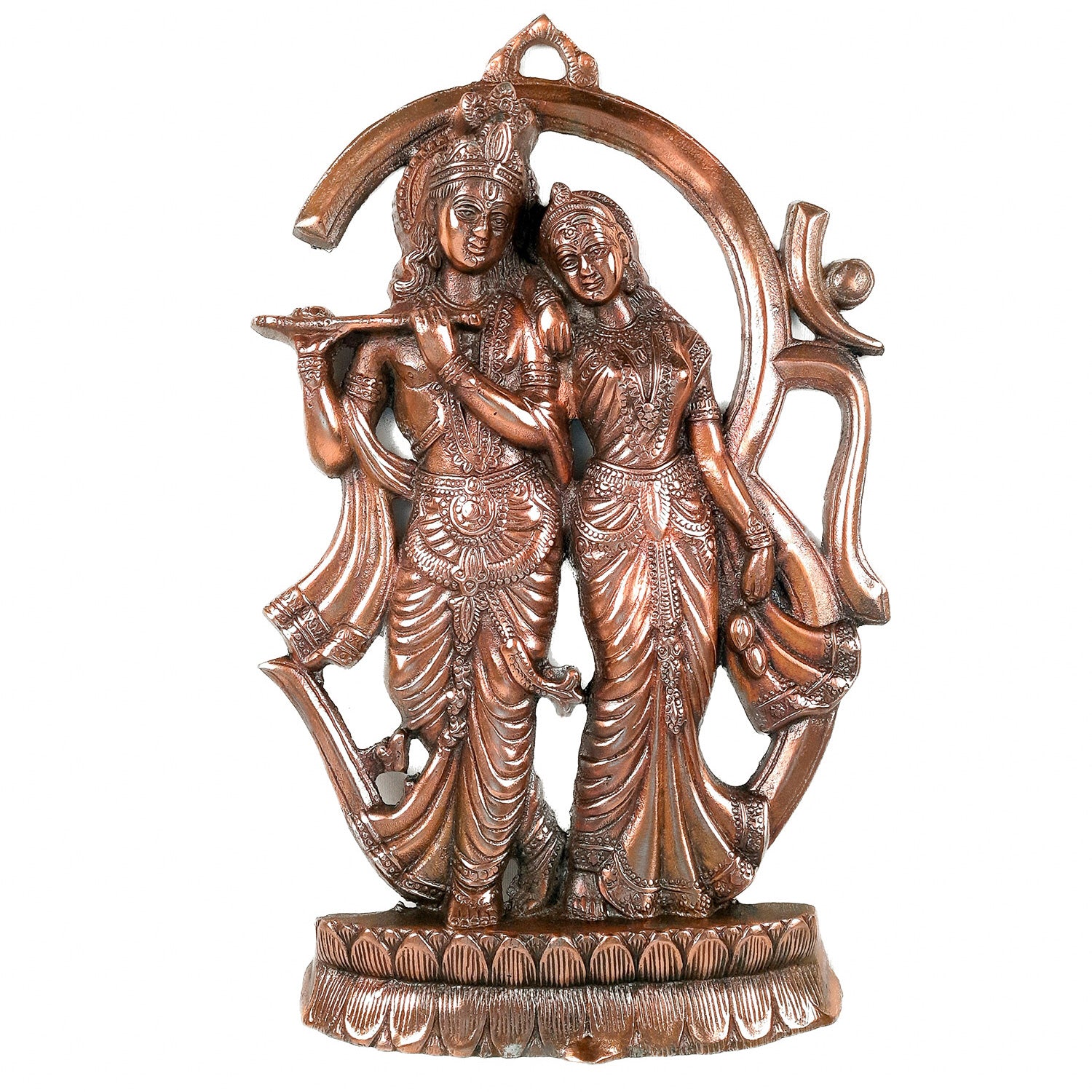 Radha Krishna Wall Hanging | Krishna Playing Bansuri Wall Decor - For Home, Puja, Wedding Gift - 16 Inch - apkamart