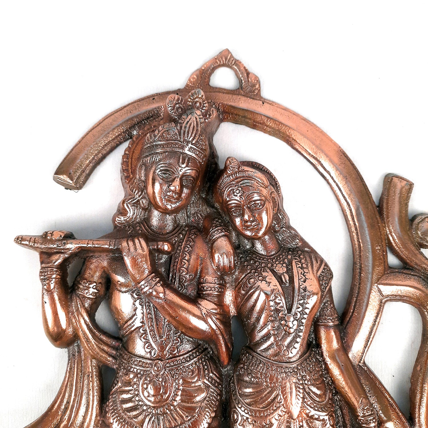 Radha Krishna Wall Hanging | Krishna Playing Bansuri Wall Decor - For Home, Puja, Wedding Gift - 16 Inch - apkamart