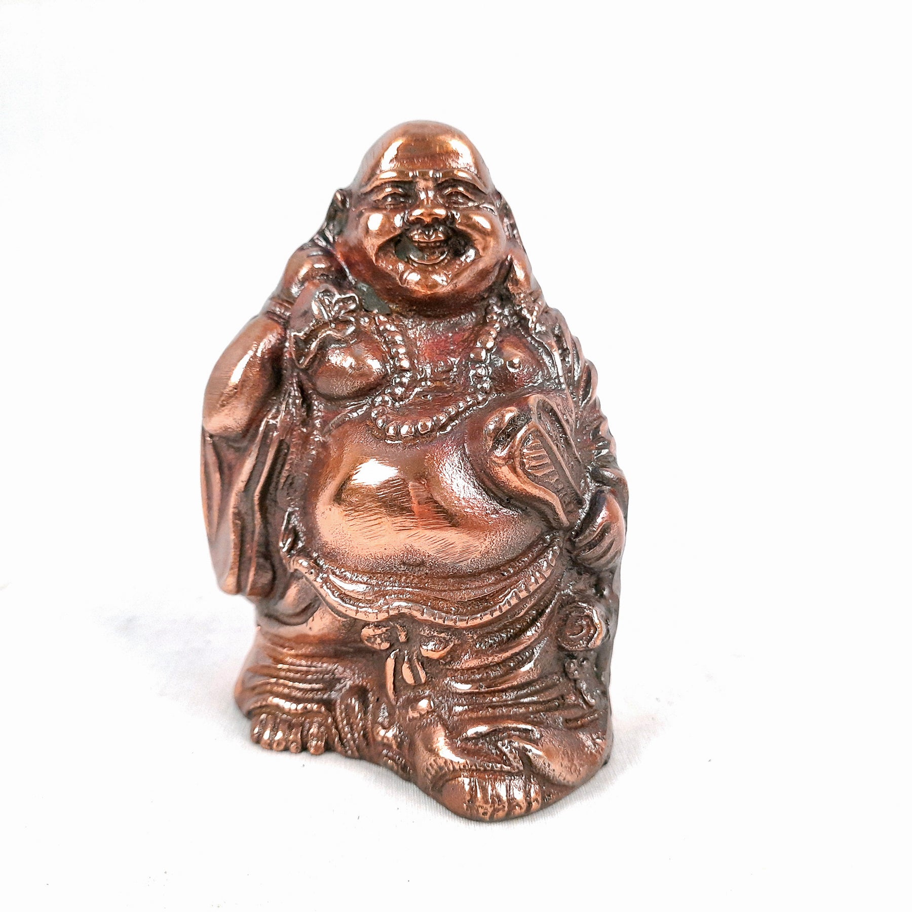 Laughing Buddha With Money Bag Showpiece - For Money, Good Luck, Wealth & Gift- 5 inch-Apkamart