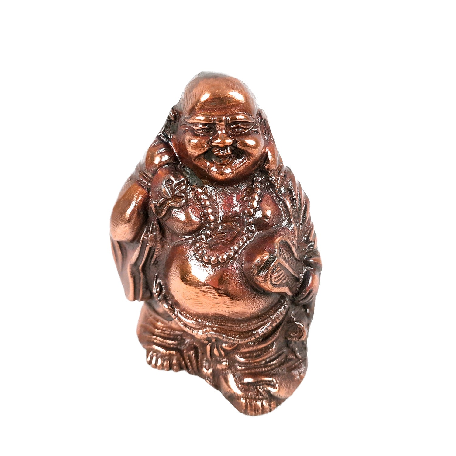 Laughing Buddha With Money Bag Showpiece - For Money, Good Luck, Wealth & Gift- 5 inch-Apkamart